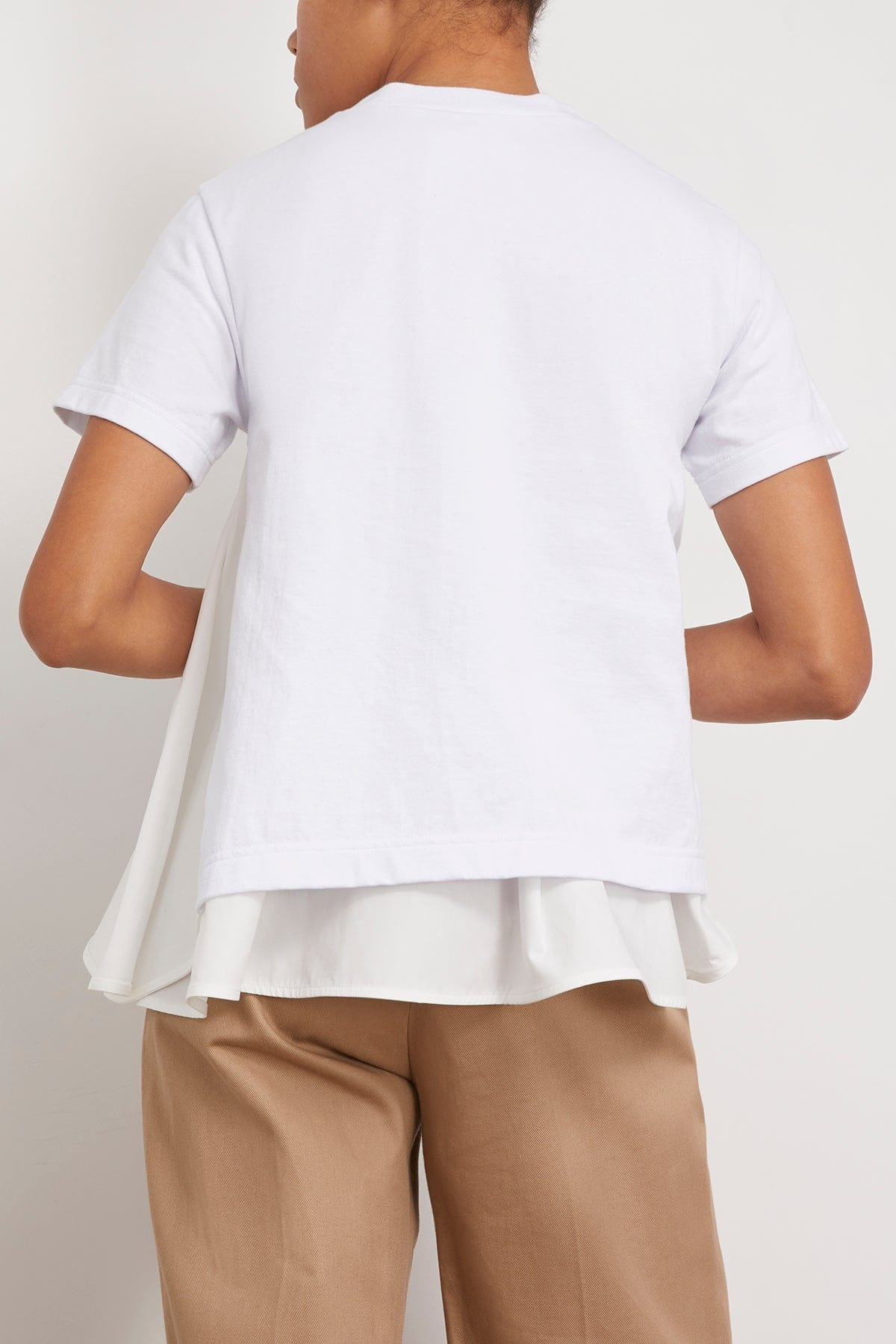 Cotton Poplin Mix Cotton Jersey T-Shirt in White - 4