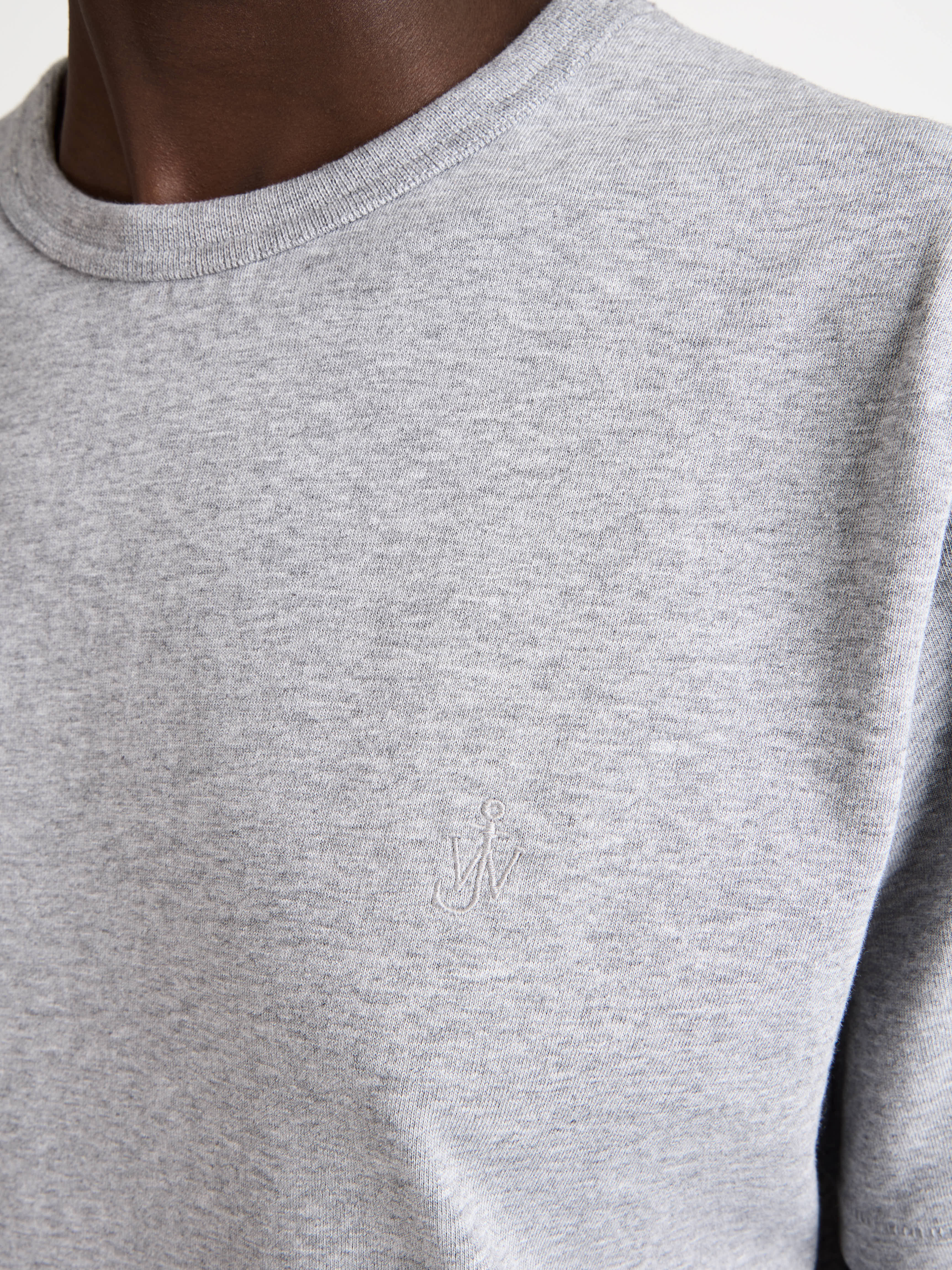 EMBROIDERED ANCHOR T-SHIRT IN MID GREY MELANGE - 6