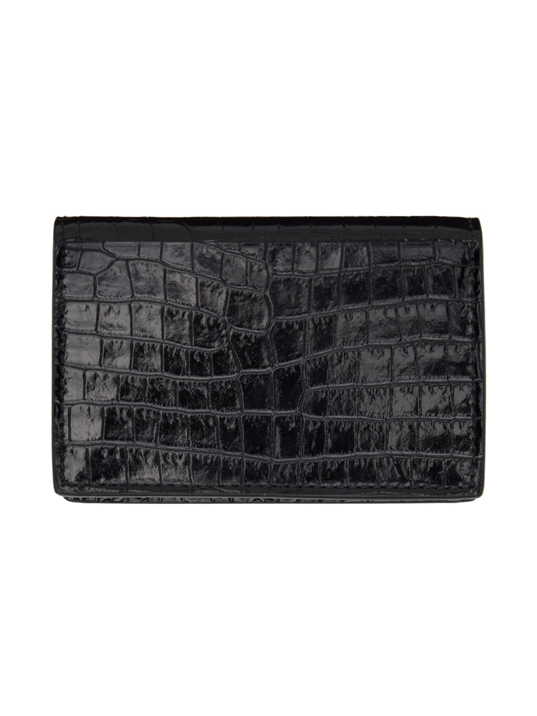 Black Croc-Embossed Card Holder - 2