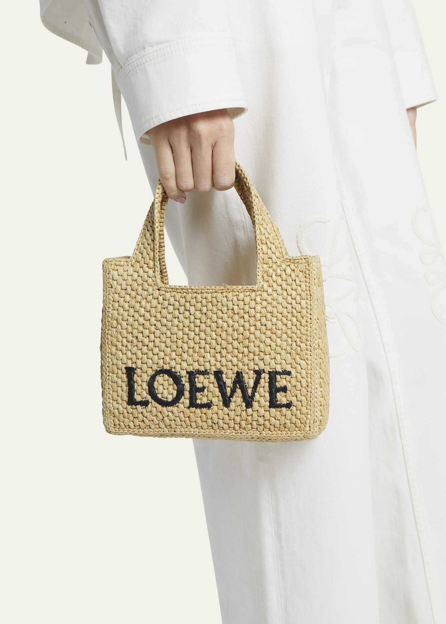 x Paula’s Ibiza Font Logo Mini Tote Bag in Raffia - 2