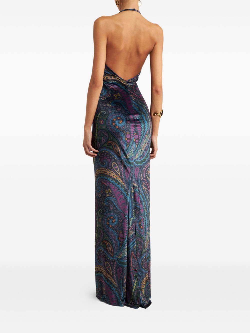 paisley-print halterneck maxi party dress - 3