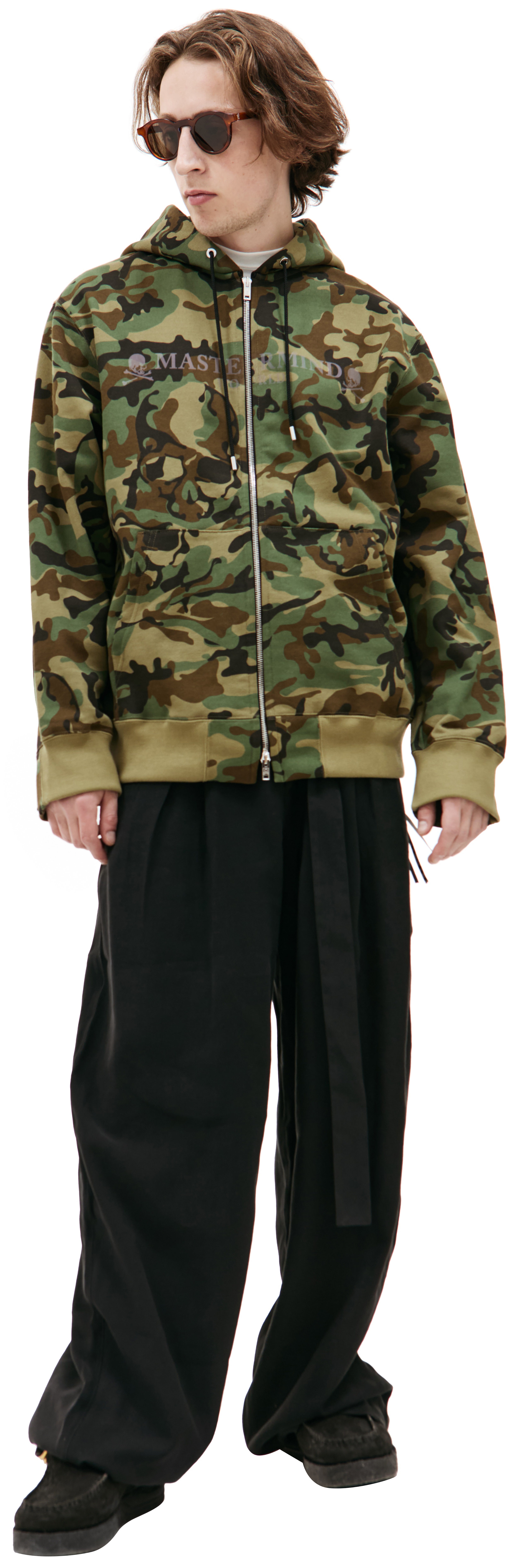 KHAKI ZIP UP HOODIE - 1