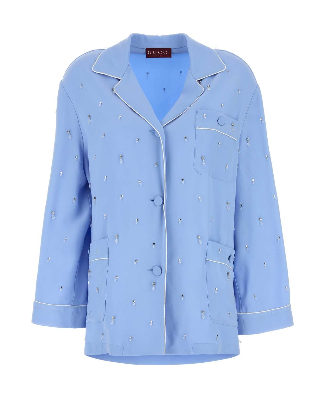 Powder Blue Crepe Shirt - 1