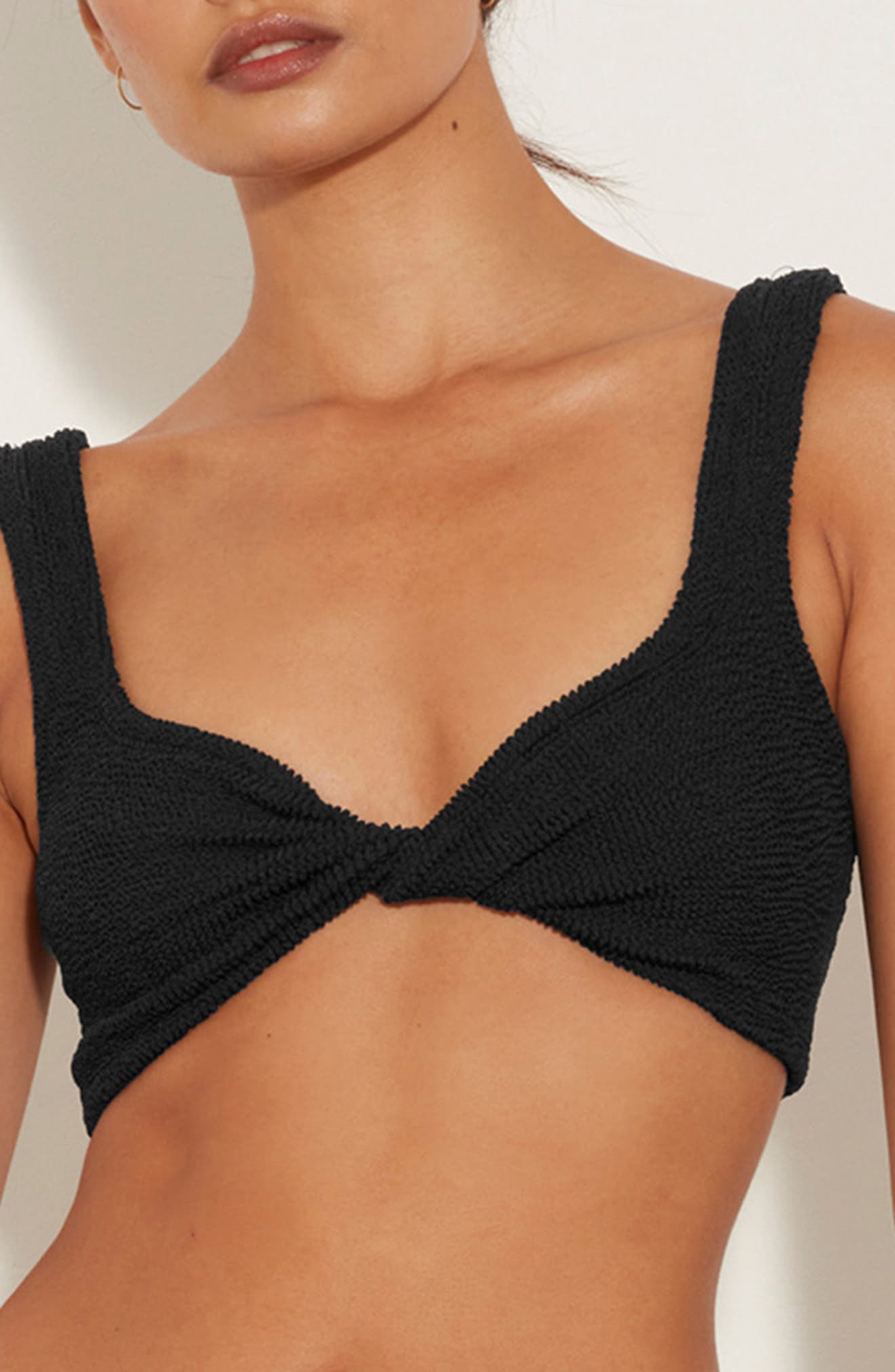 Hunza G Juno Crinkle Twist Two-Piece Swimsuit in Black at Nordstrom - 1