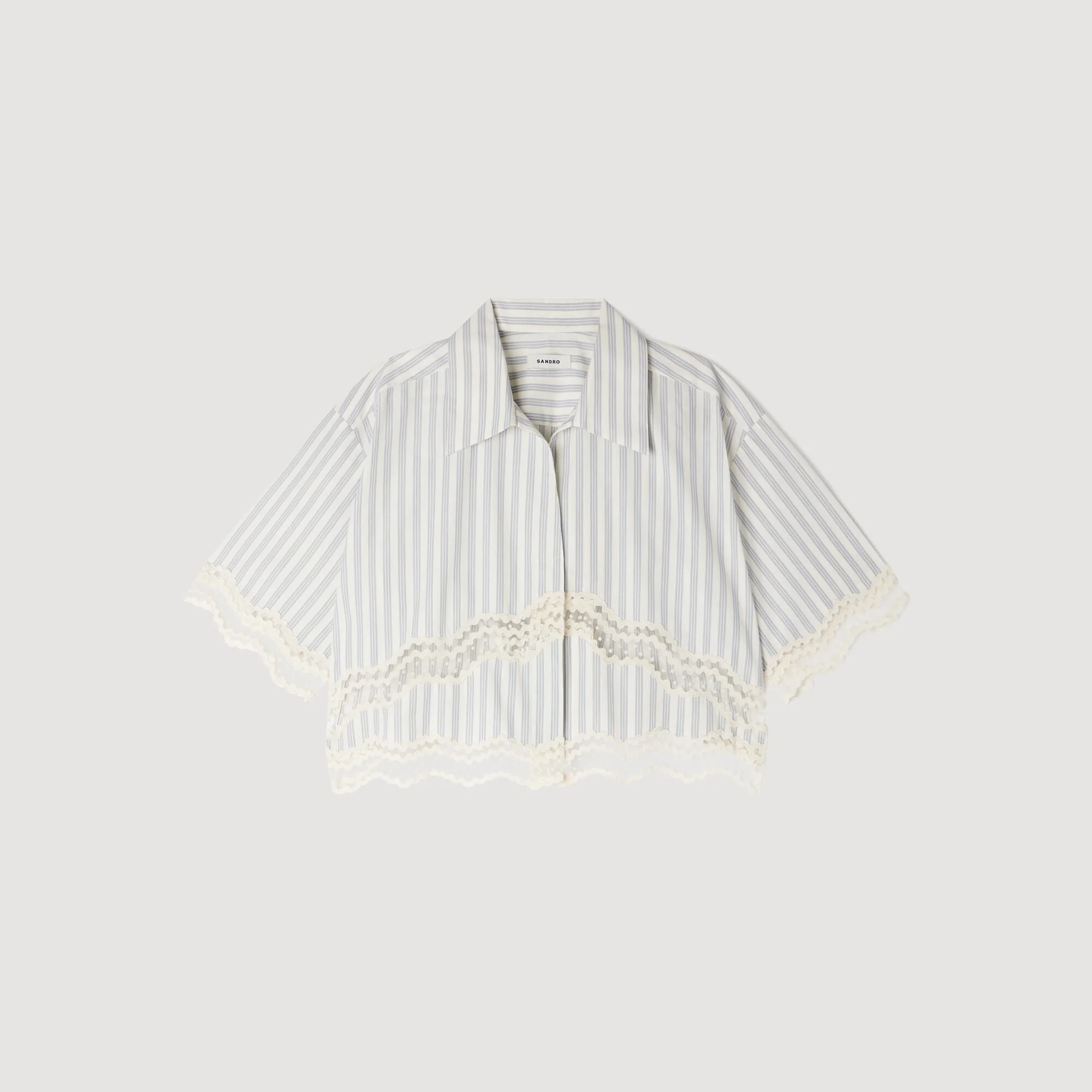 CROPPED STRIPED COTTON SHIRT - 1