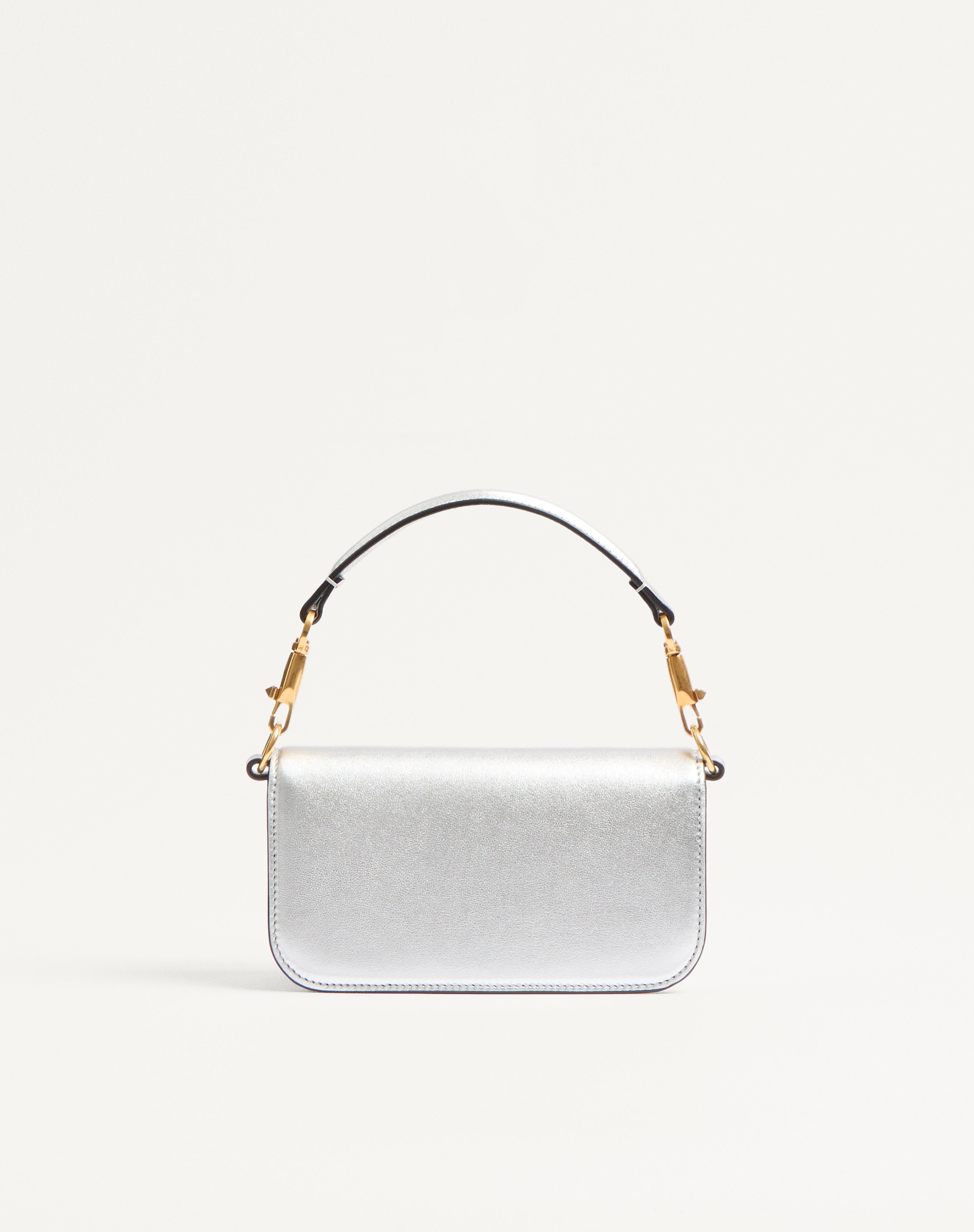 VALENTINO GARAVANI LOCÒ SMALL SHOULDER BAG IN LAMINATED CALFSKIN WITH JEWEL LOGO - 4