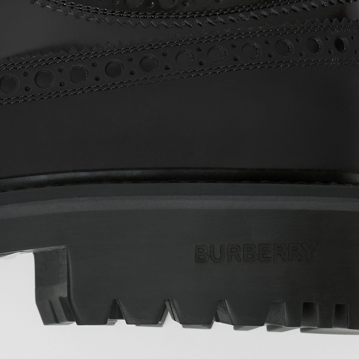 Brogue Detail Leather Derby Shoes - 5