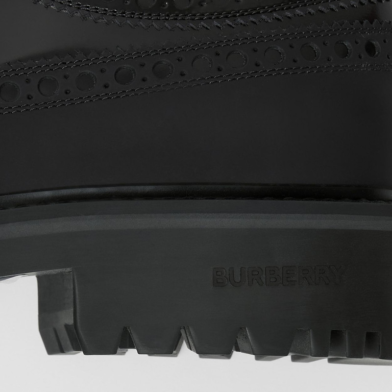 Brogue Detail Leather Derby Shoes 5