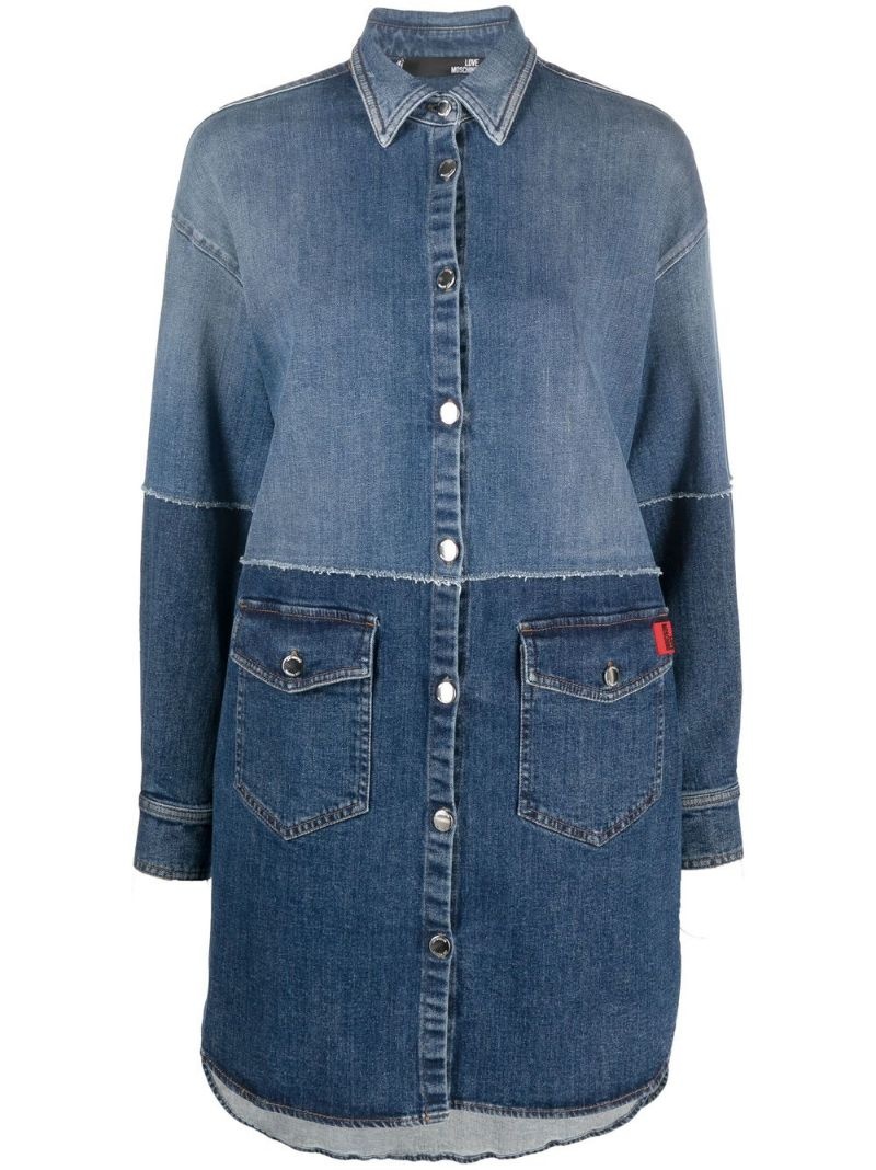 oversized two-tone denim shirt - 1