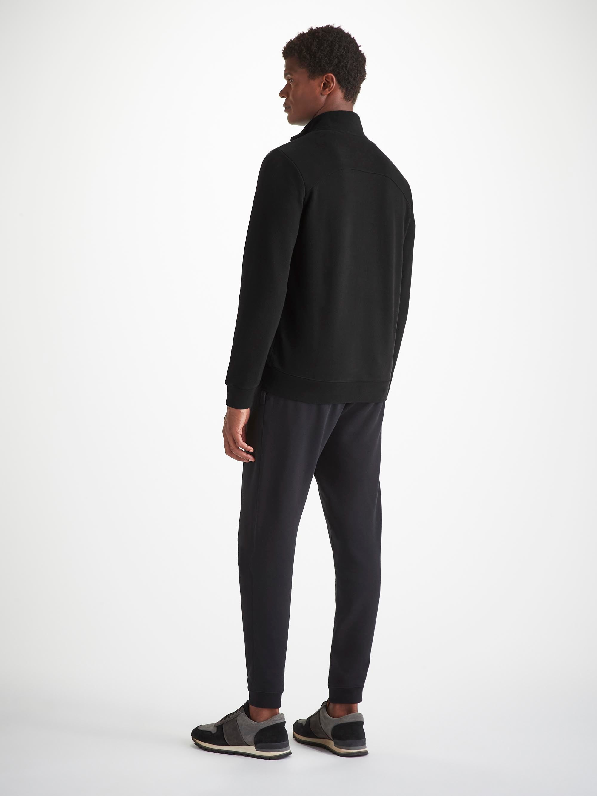 Men's Half-Zip Pullover Quinn Cotton Modal Black - 4