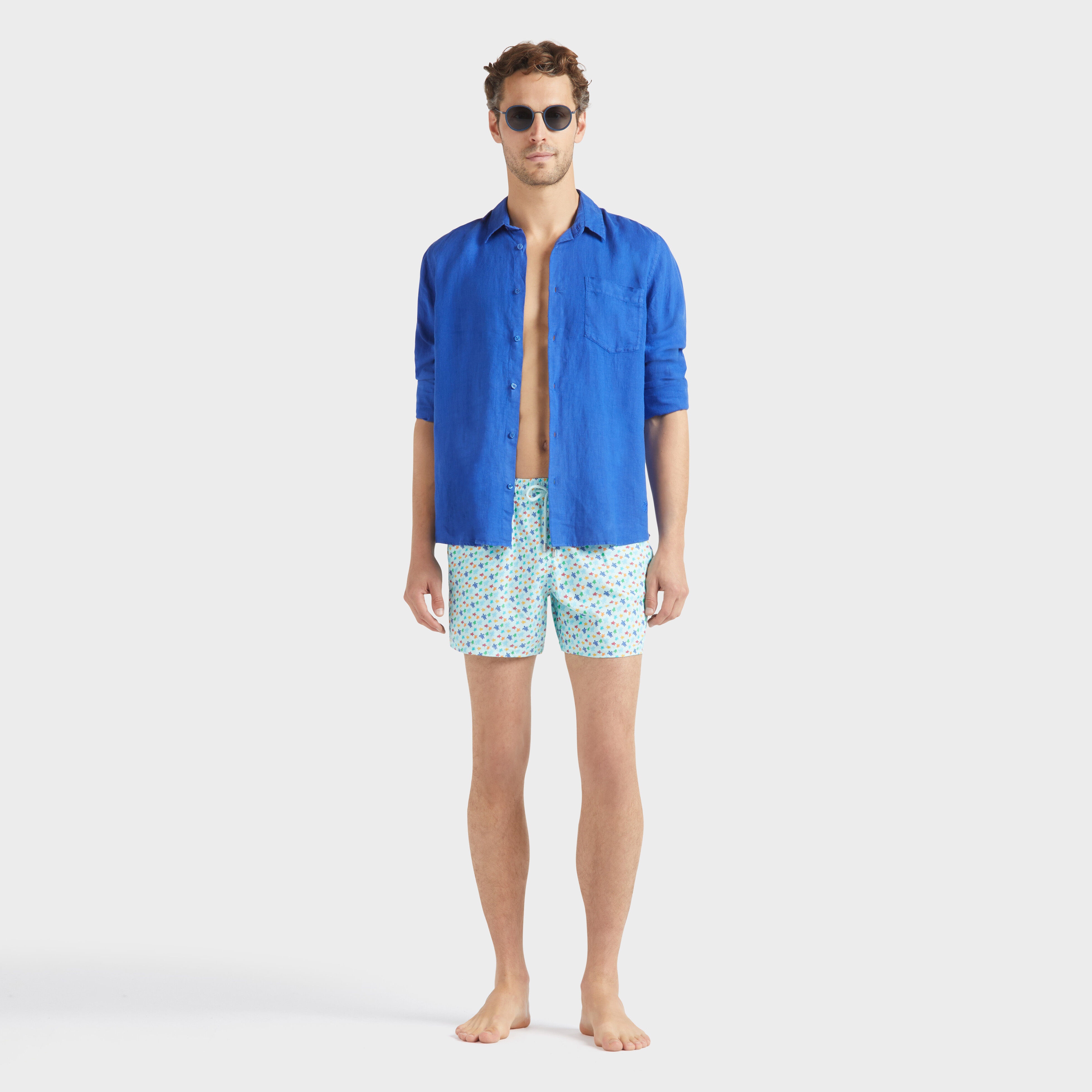 Men Stretch Short Swim Trunks Micro Ronde Des Tortues Rainbow - 5