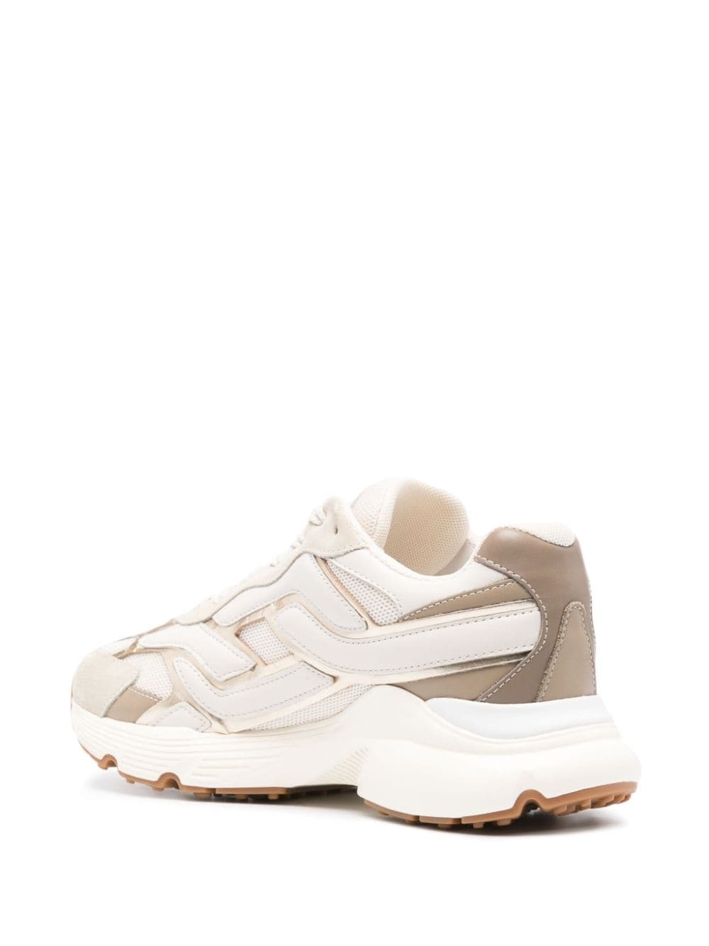 panelled leather sneakers - 3