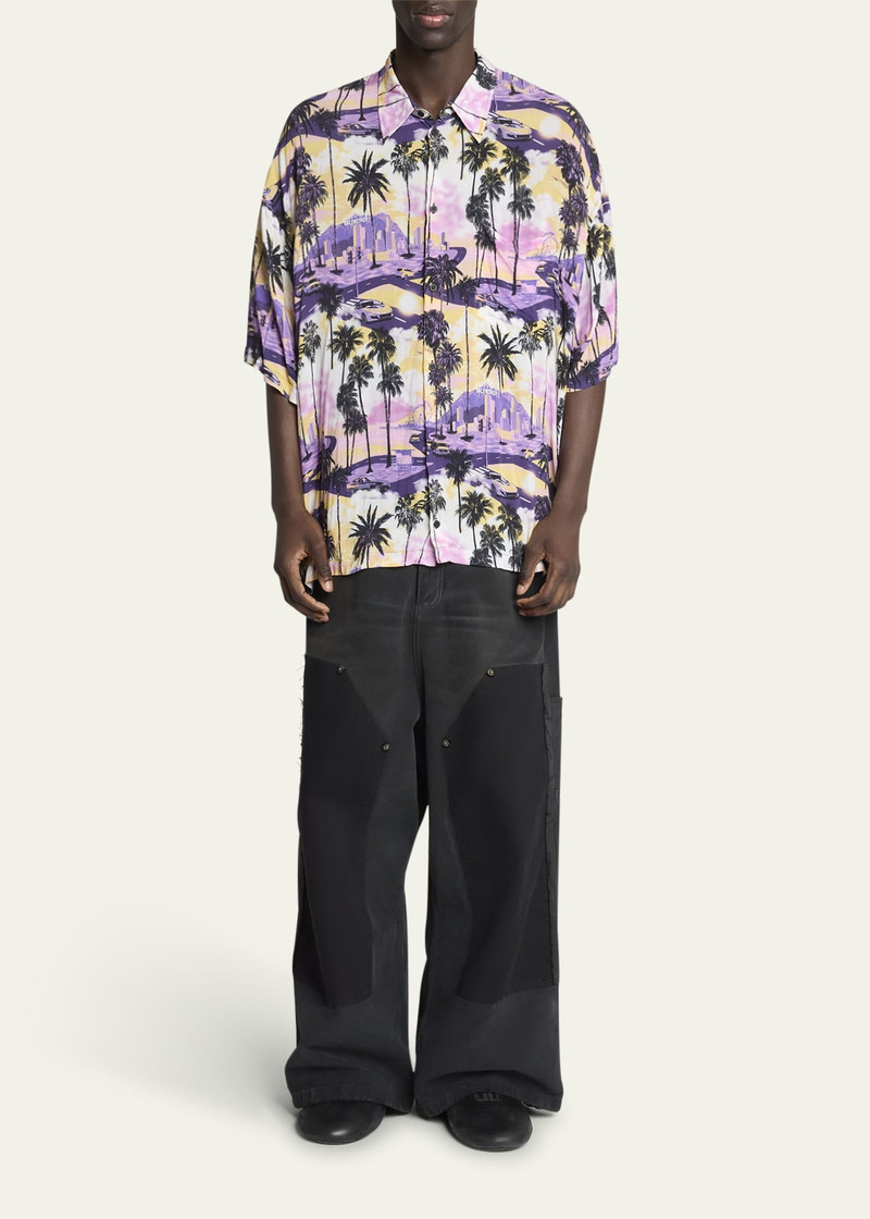 BALENCIAGA Men's Viscose Hawaiian Camp Shirt outlook