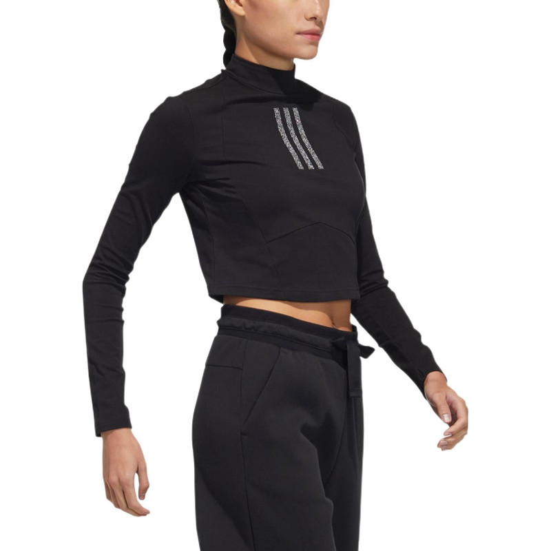 (WMNS) adidas Swarovski 긴 소매 티셔츠 '블랙 화이트' HB8568 4