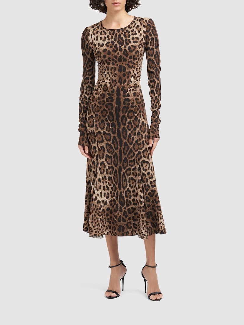 Leopard print cady midi dress - 2