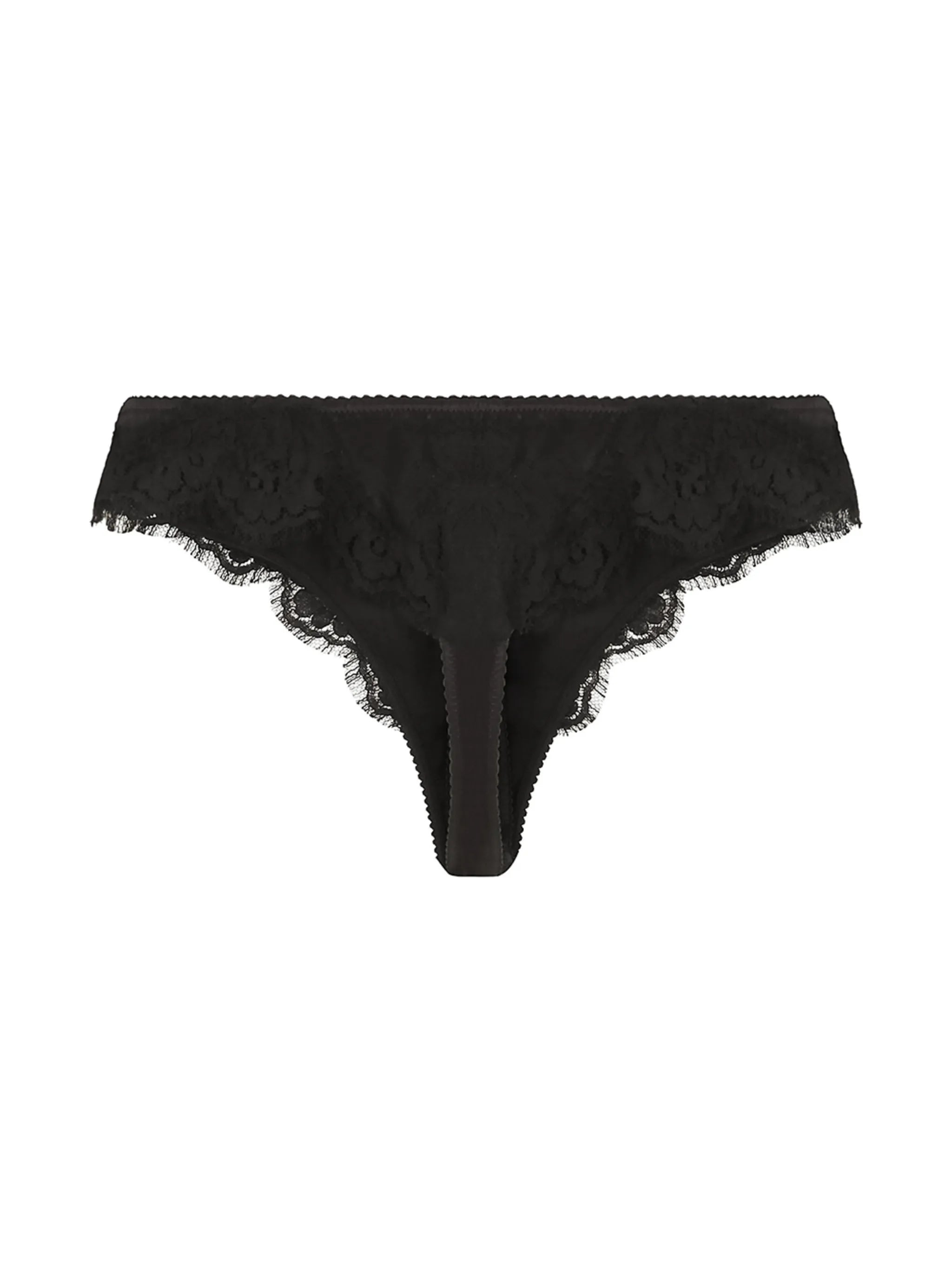 lace-trim satin thong - 2