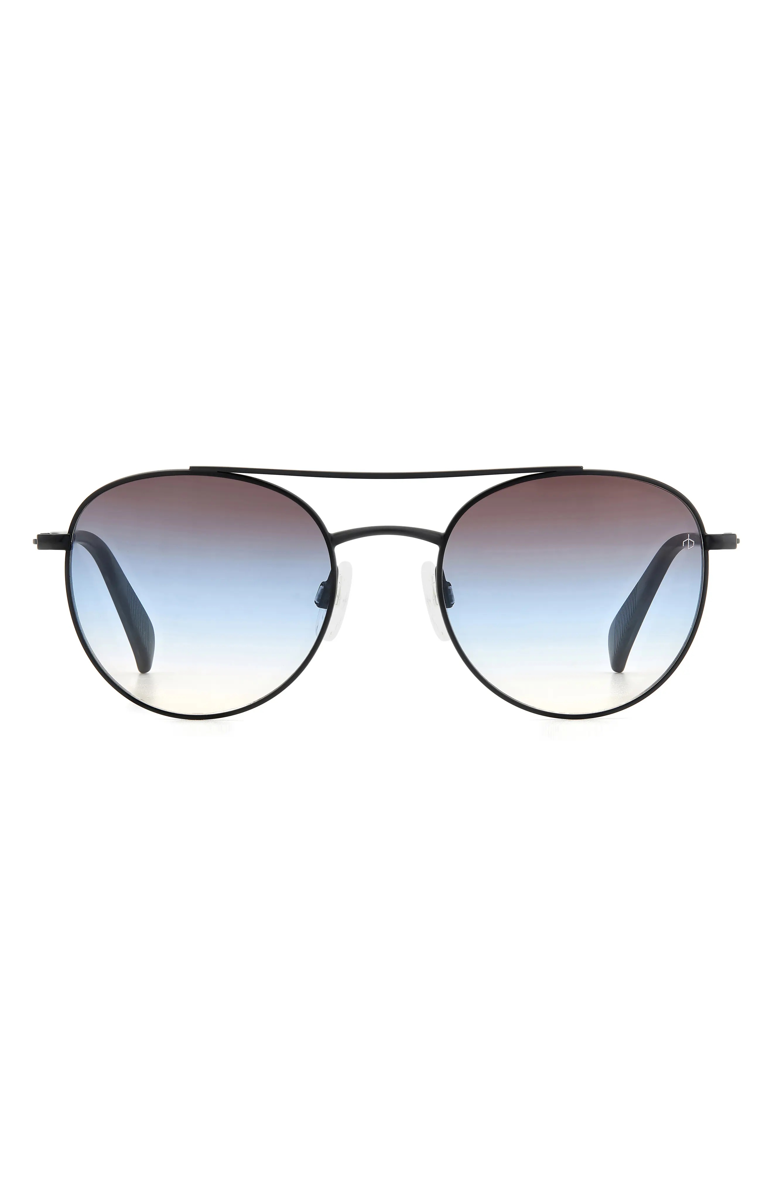 51mm Round Sunglasses in Matte Black/Brown Blue - 1