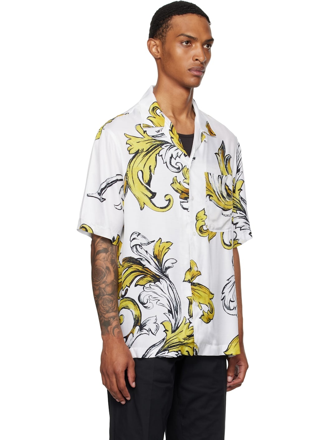 White & Gold Outline Barocco Regular-Fit Shirt - 2