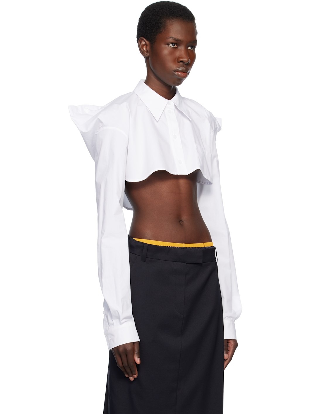 White Squared Back Cropped Shirt - 2