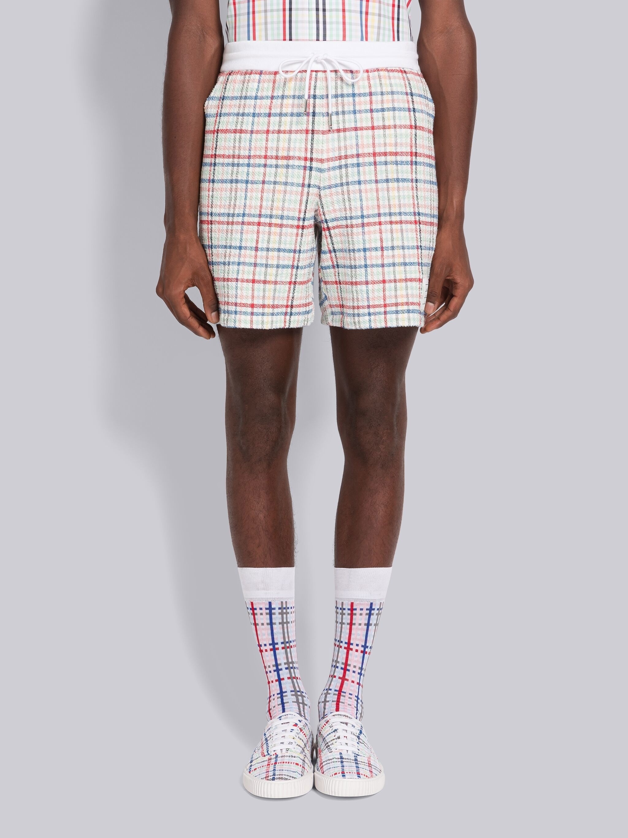 Multi Gingham Tweed Mid Thigh Summer Short - 1