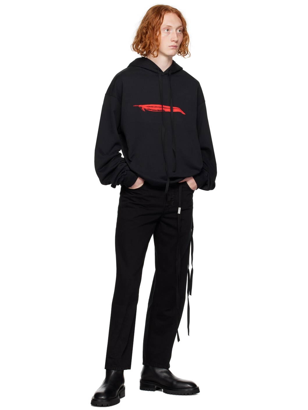 Black Printed Hoodie - 4