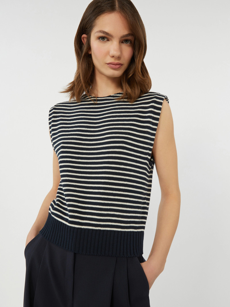 LANDA Cotton yarn gilet - NAVY 5