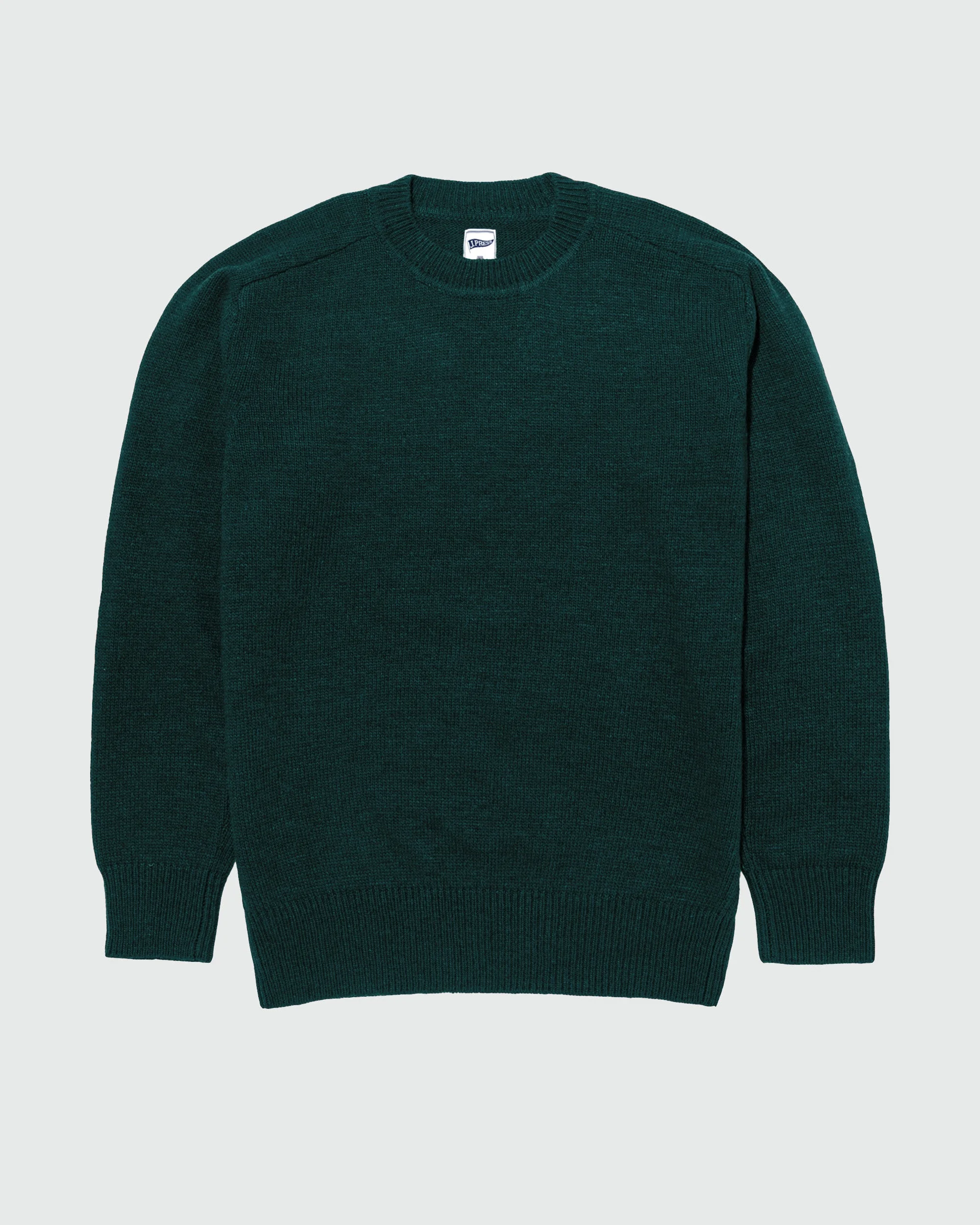 GREEN WOOL CREWNECK SWEATER - TRIM FIT - 1