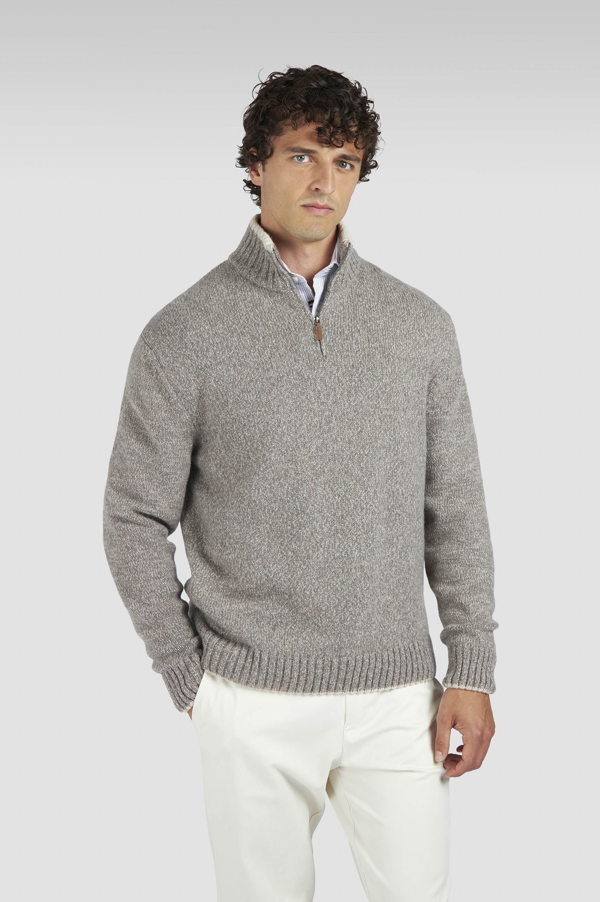 WOOL CASHMERE HALF ZIP SWEATER - 6