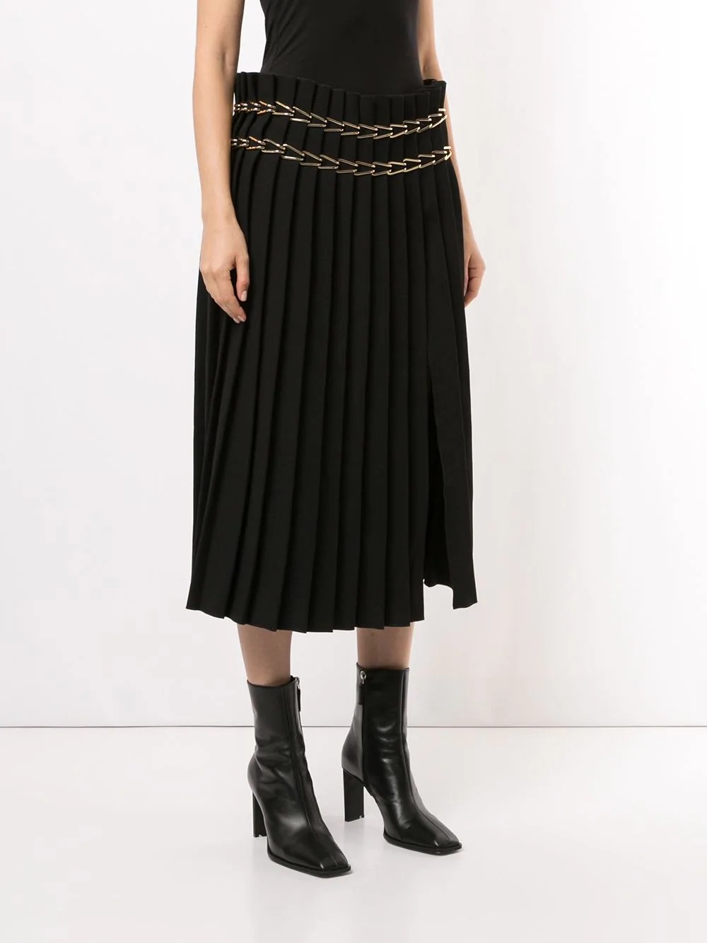 chain-embellished pleated skirt - 3