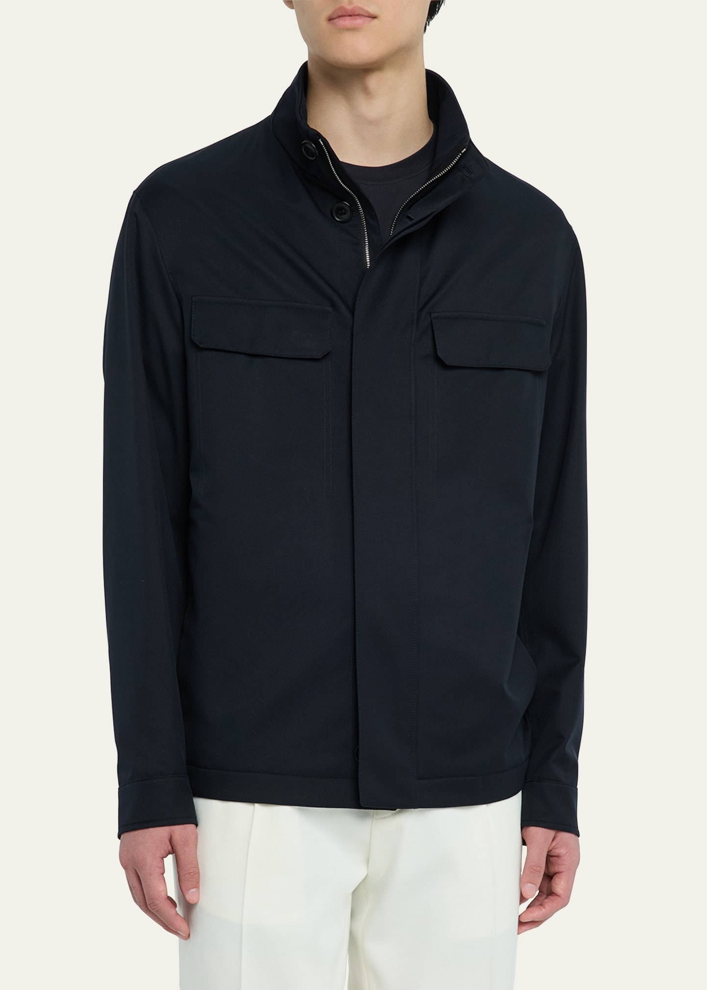 Men's Solid Microfiber Overshirt - 4