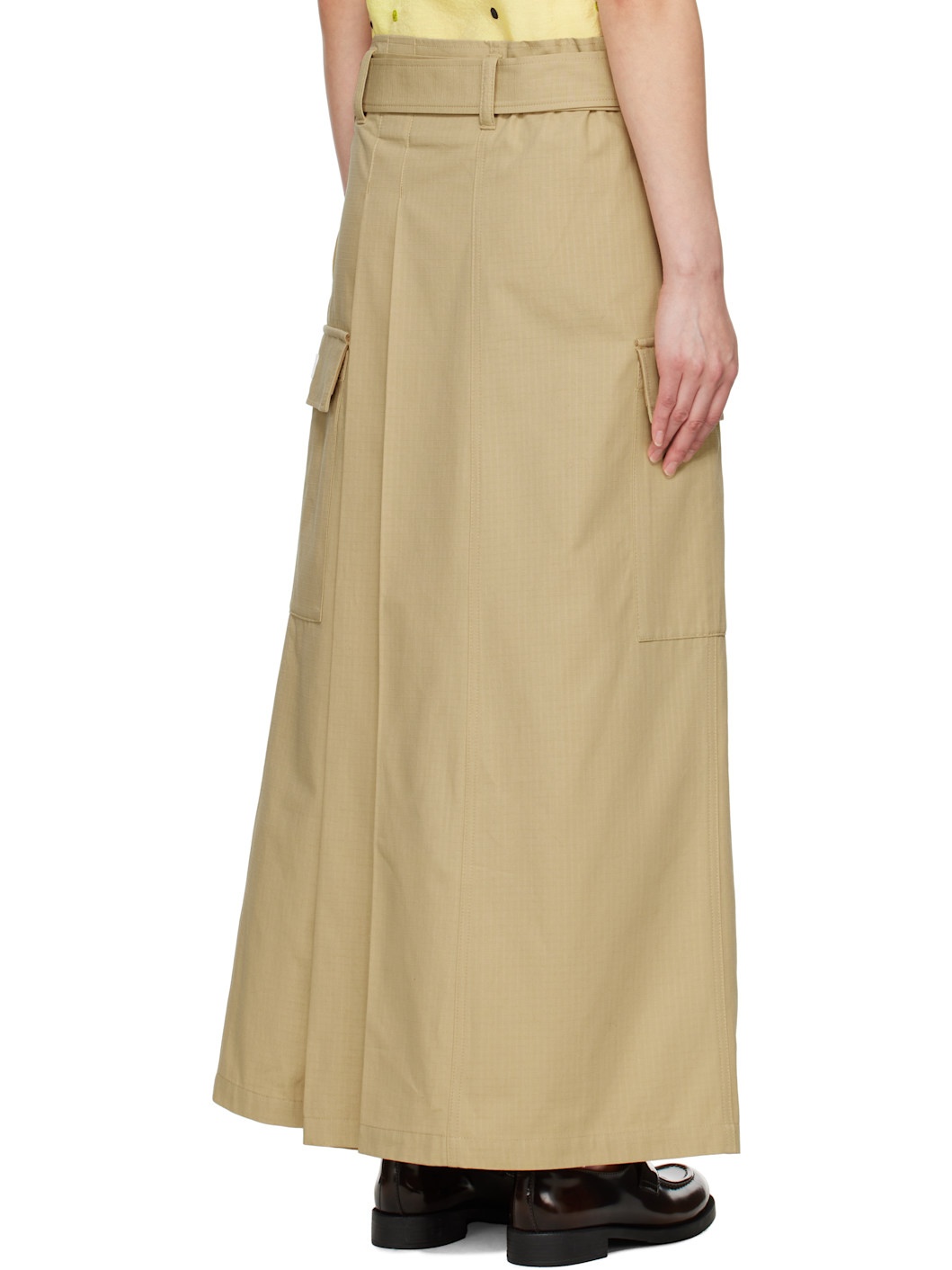 Beige Kenzo Paris Cargo Cotton Ripstop Maxi Skirt - 3