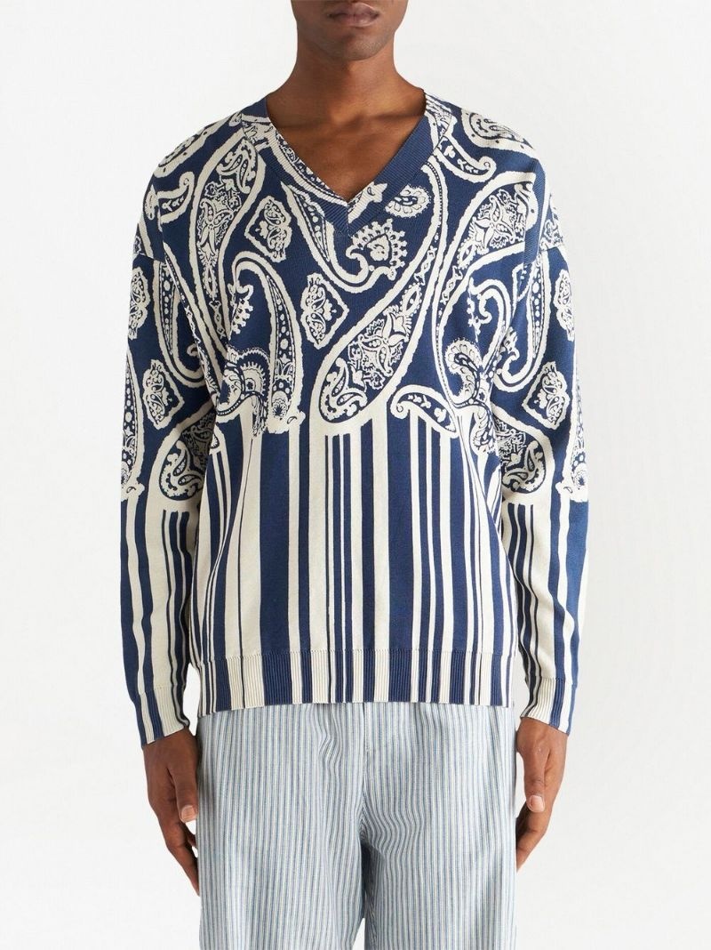 paisley-print V-neck jumper - 3