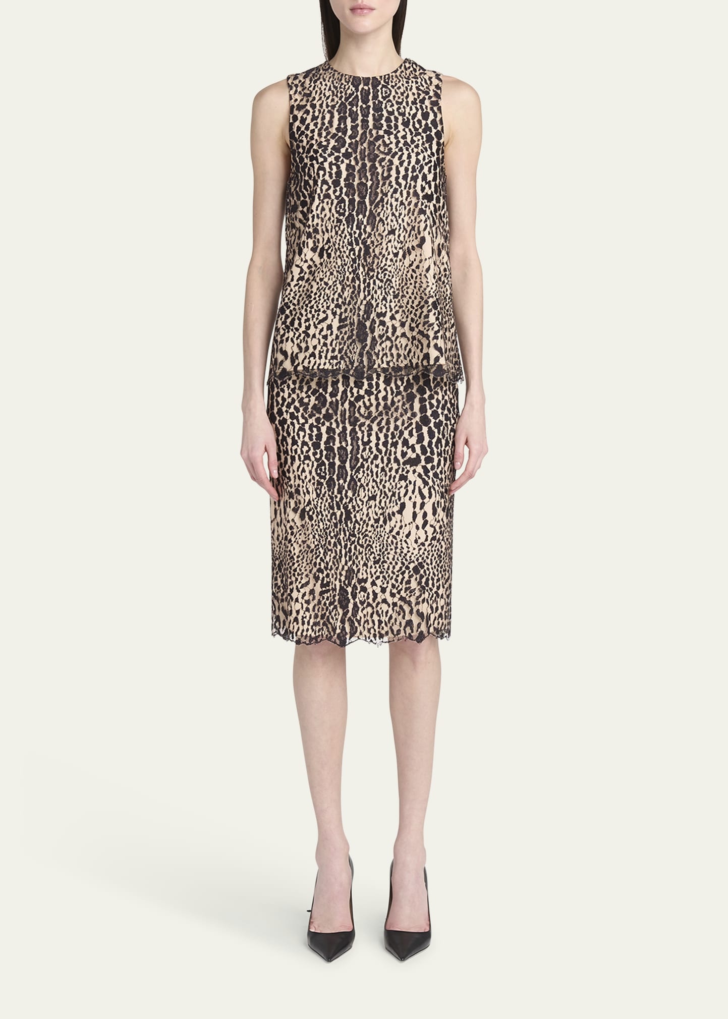 Leopard Lace Pencil Skirt - 2