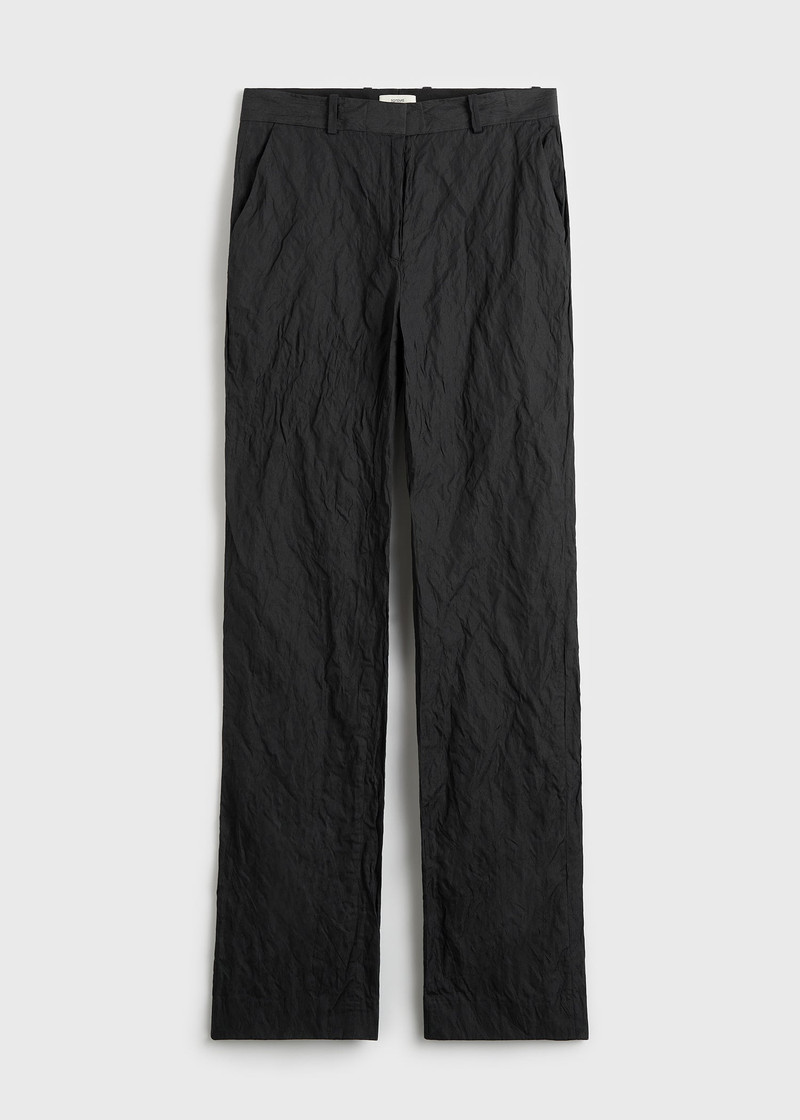 Crinkled cotton trousers black 1