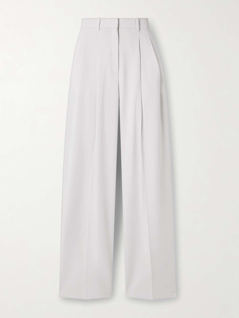 Pleated crepe wide-leg pants Light gray - 1