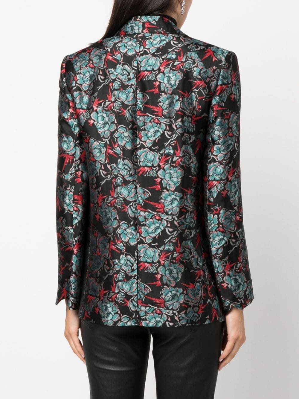 floral-jacquard single-breasted blazer - 4