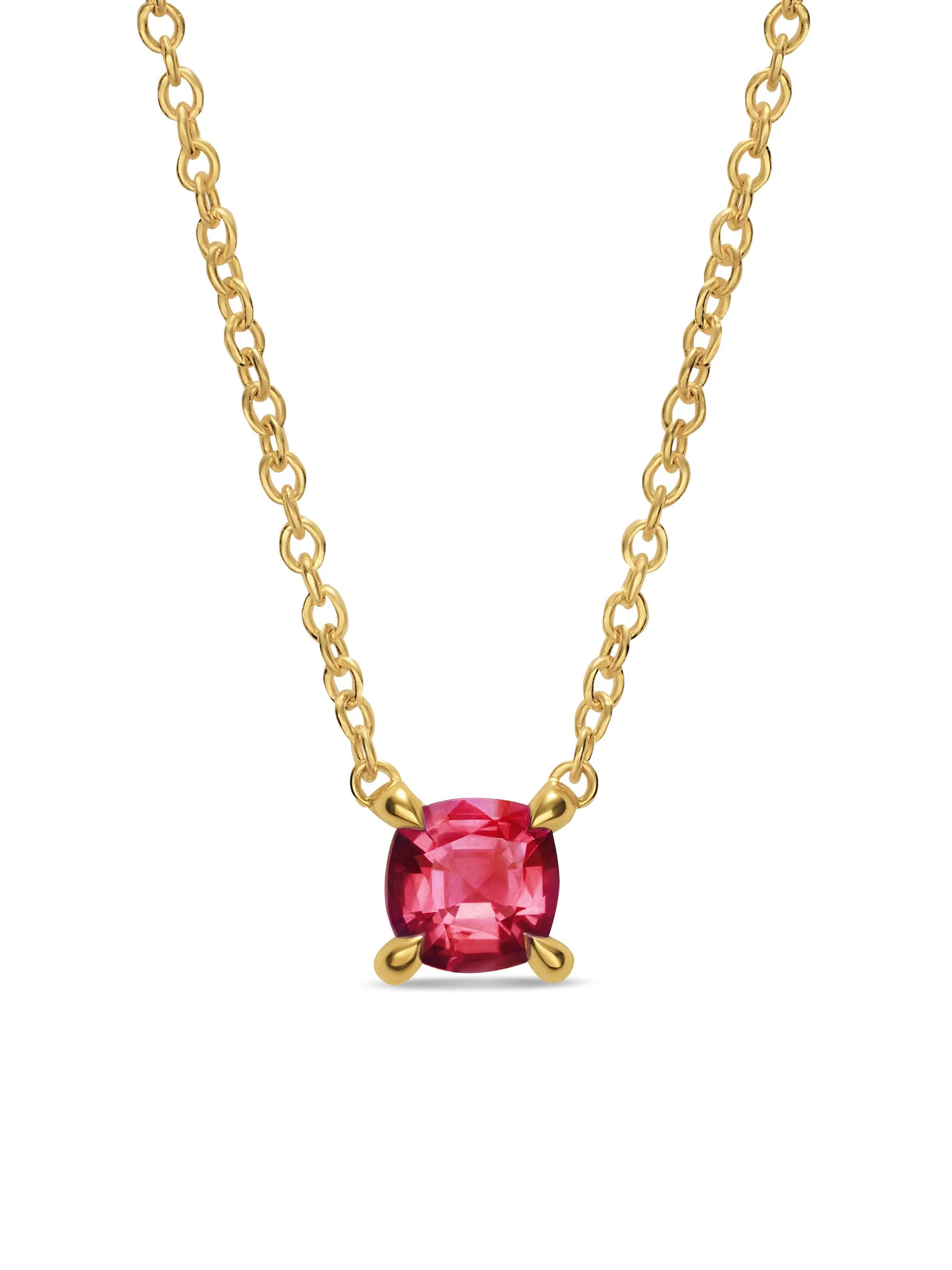 Women's Micro Chatelaine Pendant Necklace in 18K Yellow Gold - Ruby - 1