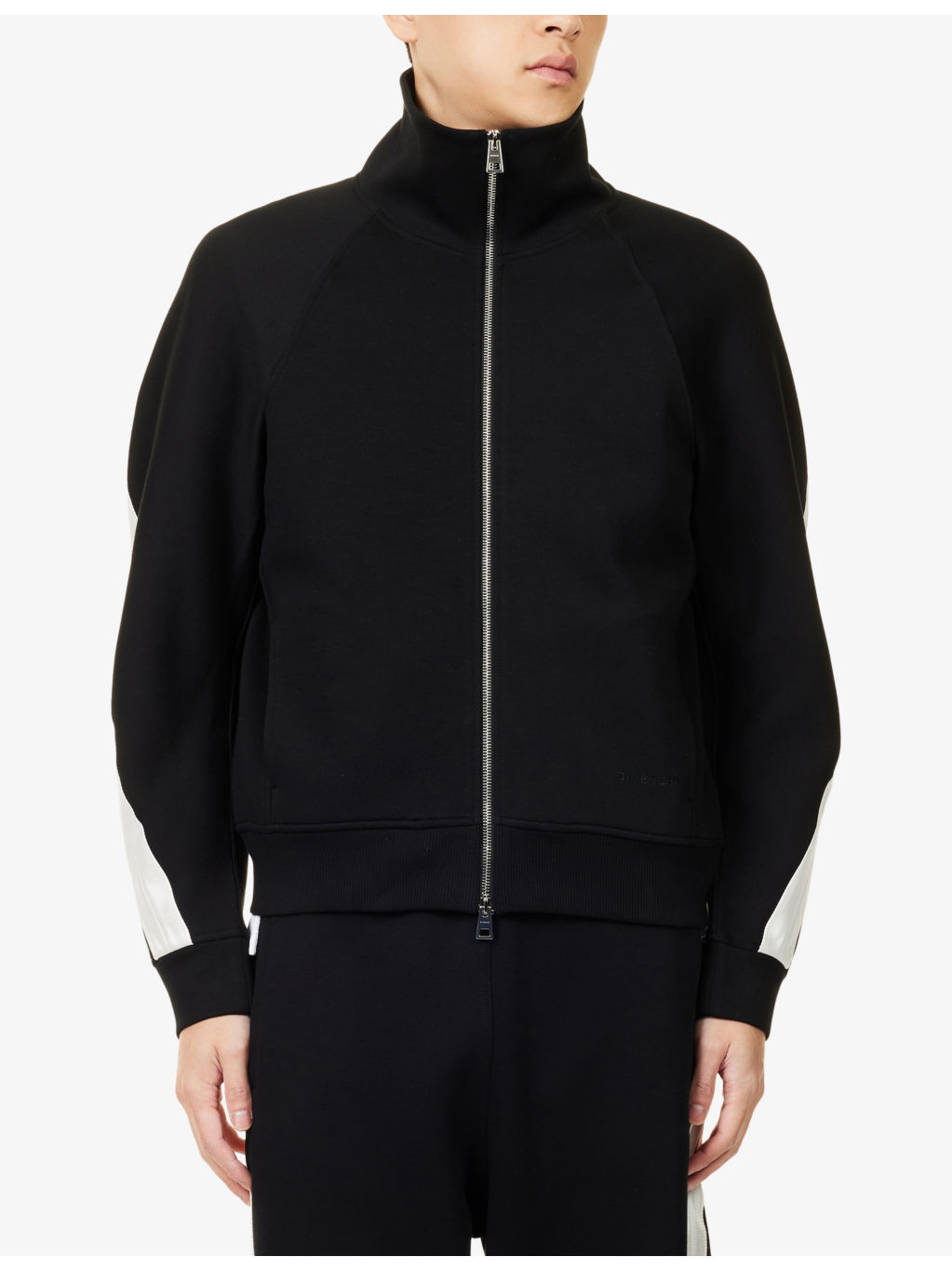 Open Seam Contrast Zip-Through Cotton-Jersey Track Jacket - 3