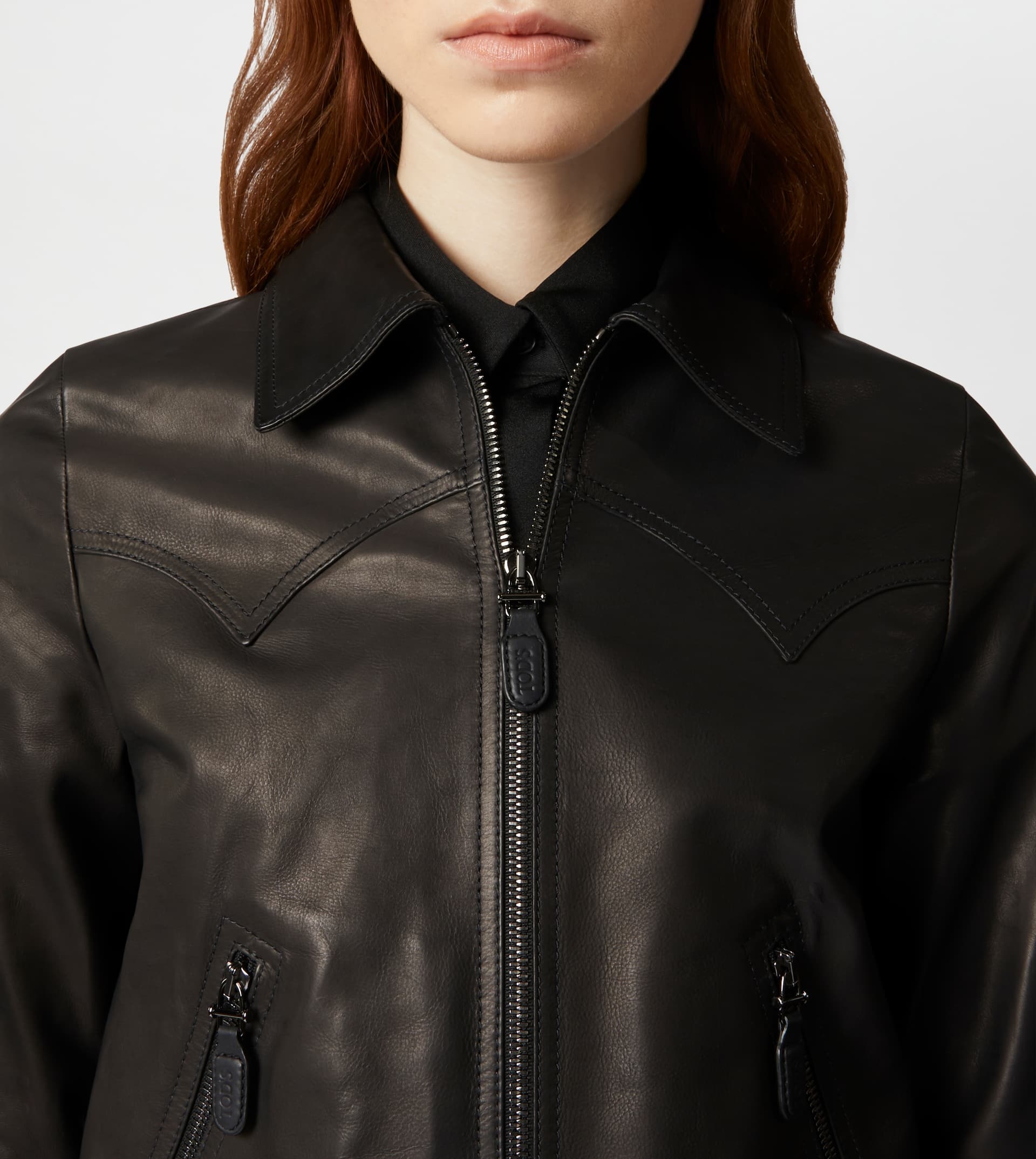 BOMBER JACKET IN LEATHER - BLACK - 5
