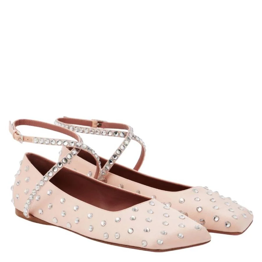 Amina Muaddi Ane Crystal Embellished Ballerina Flats - 1