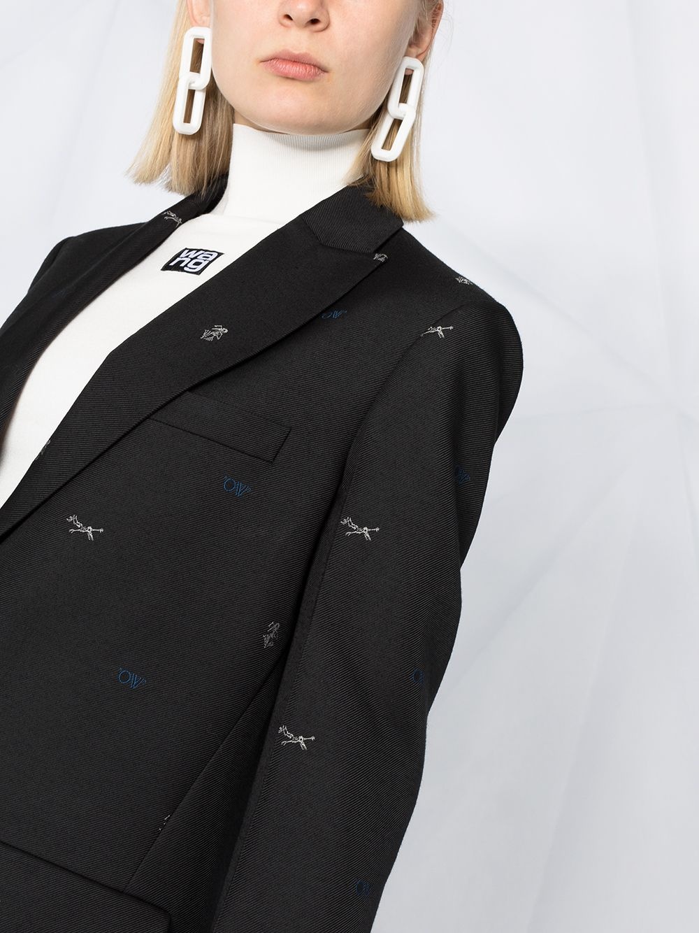 embroidered single-breasted blazer - 5