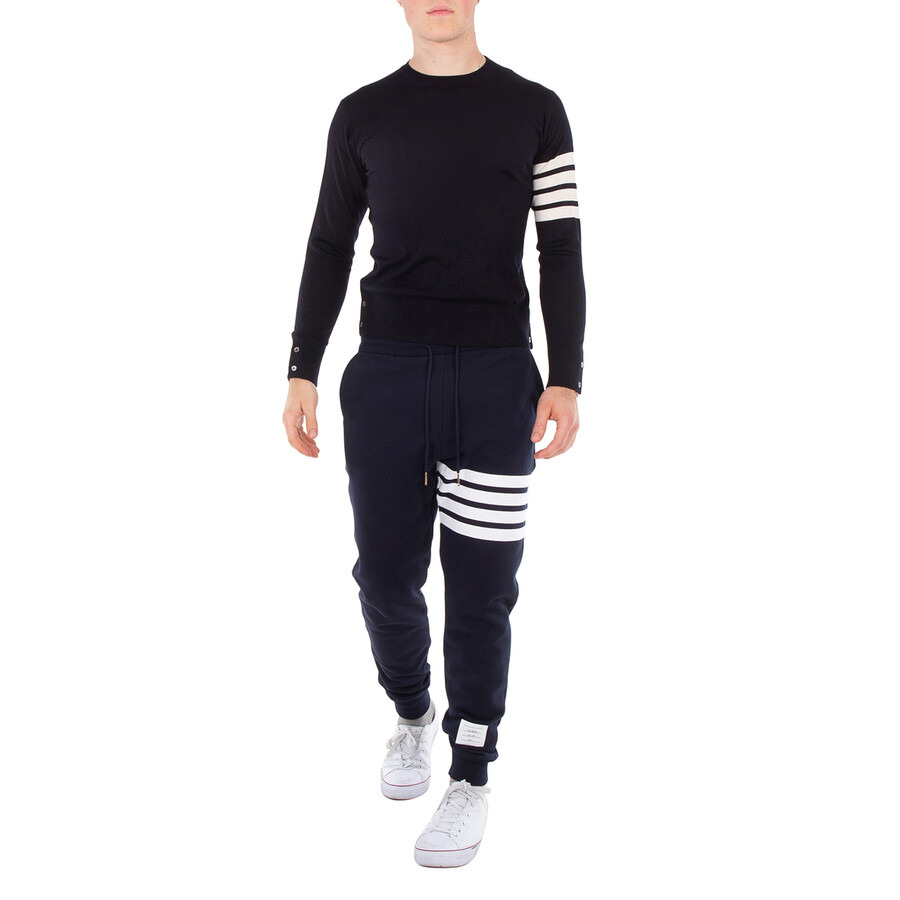 Thom Browne Navy 4-Bar Loopback Sweatpants - 4