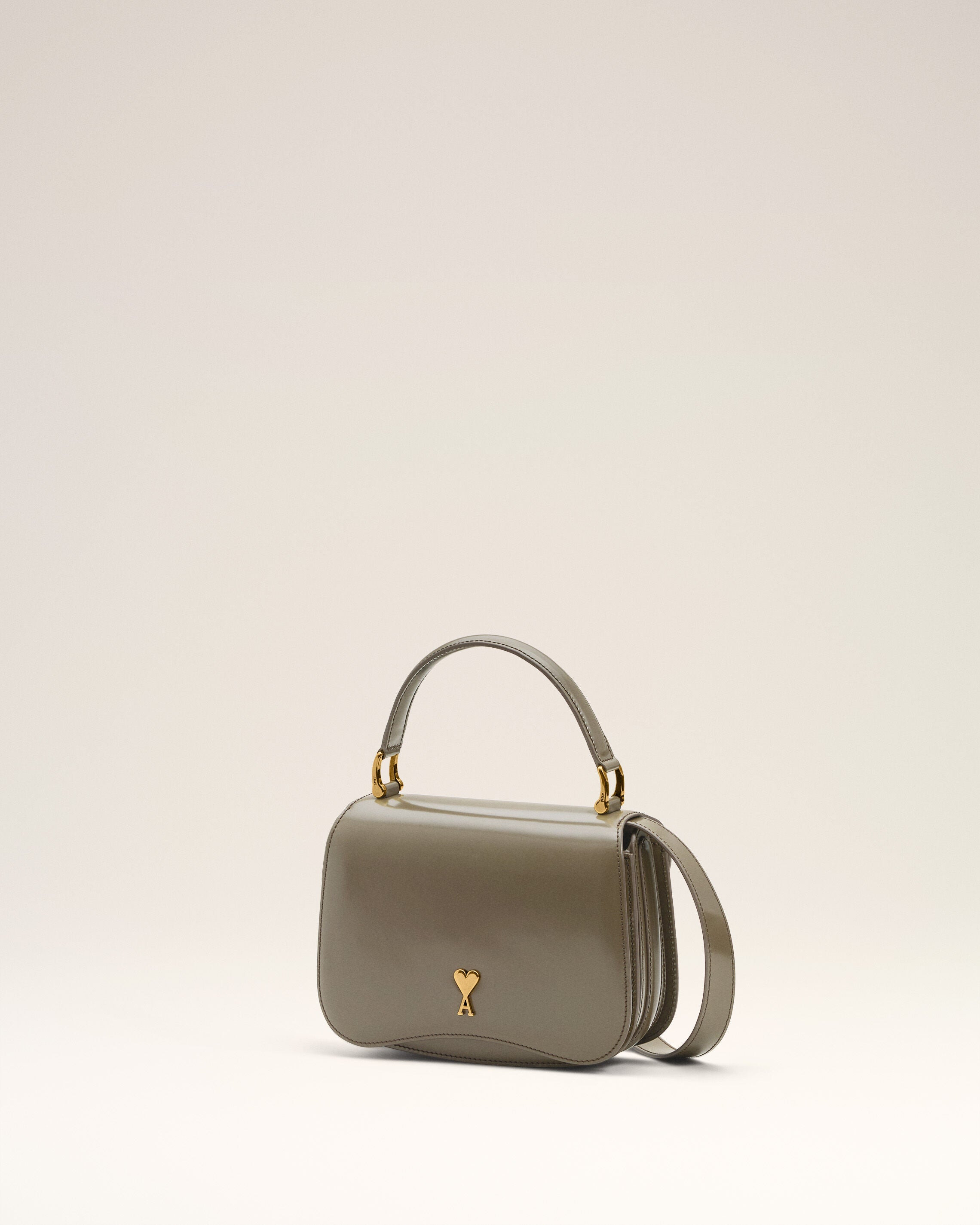 GREY GLAZED LEATHER TOP HANDLE PARIS PARIS BAG - 3