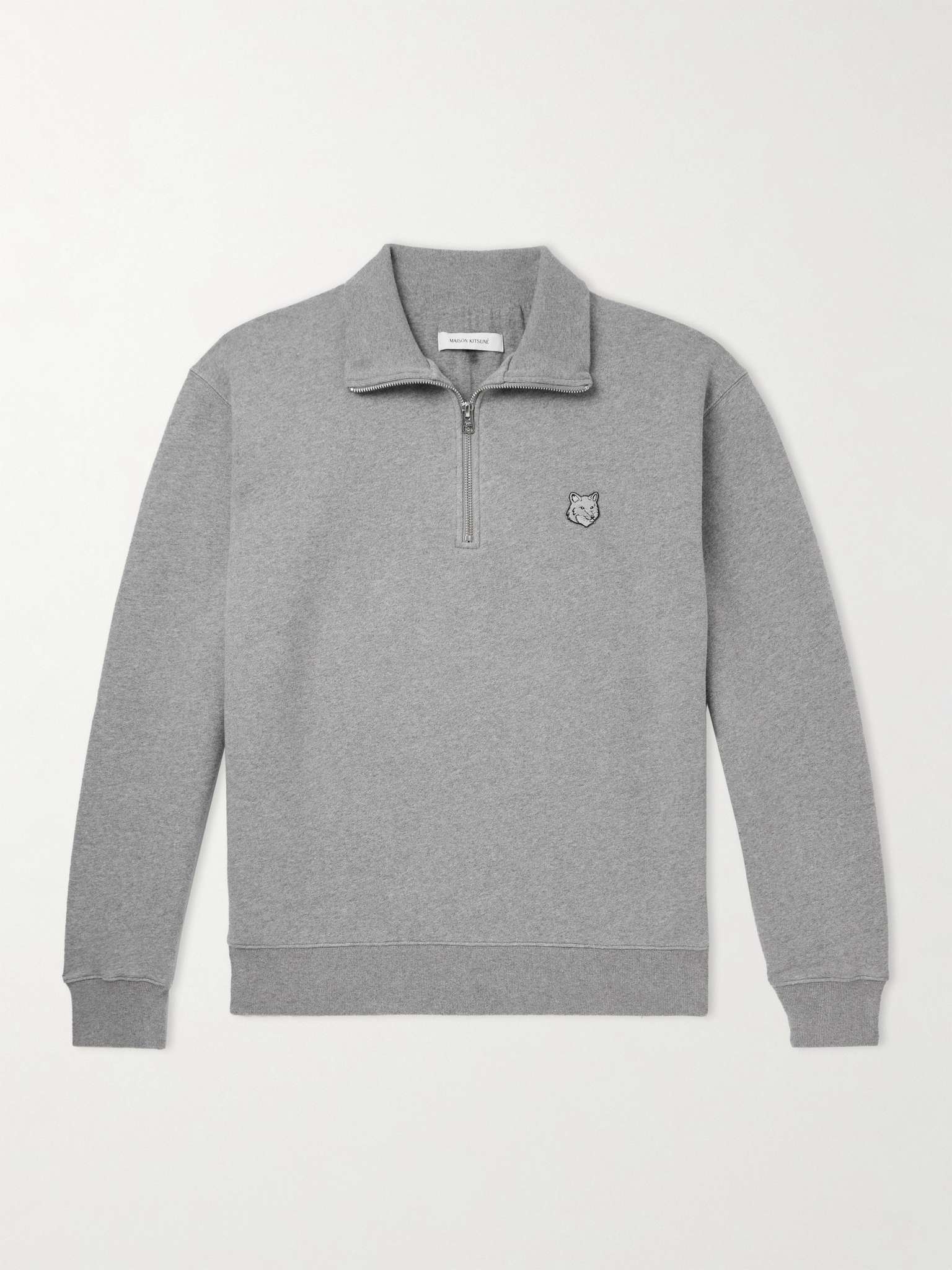Logo-Appliquéd Cotton-Jersey Half-Zip Sweatshirt - 1