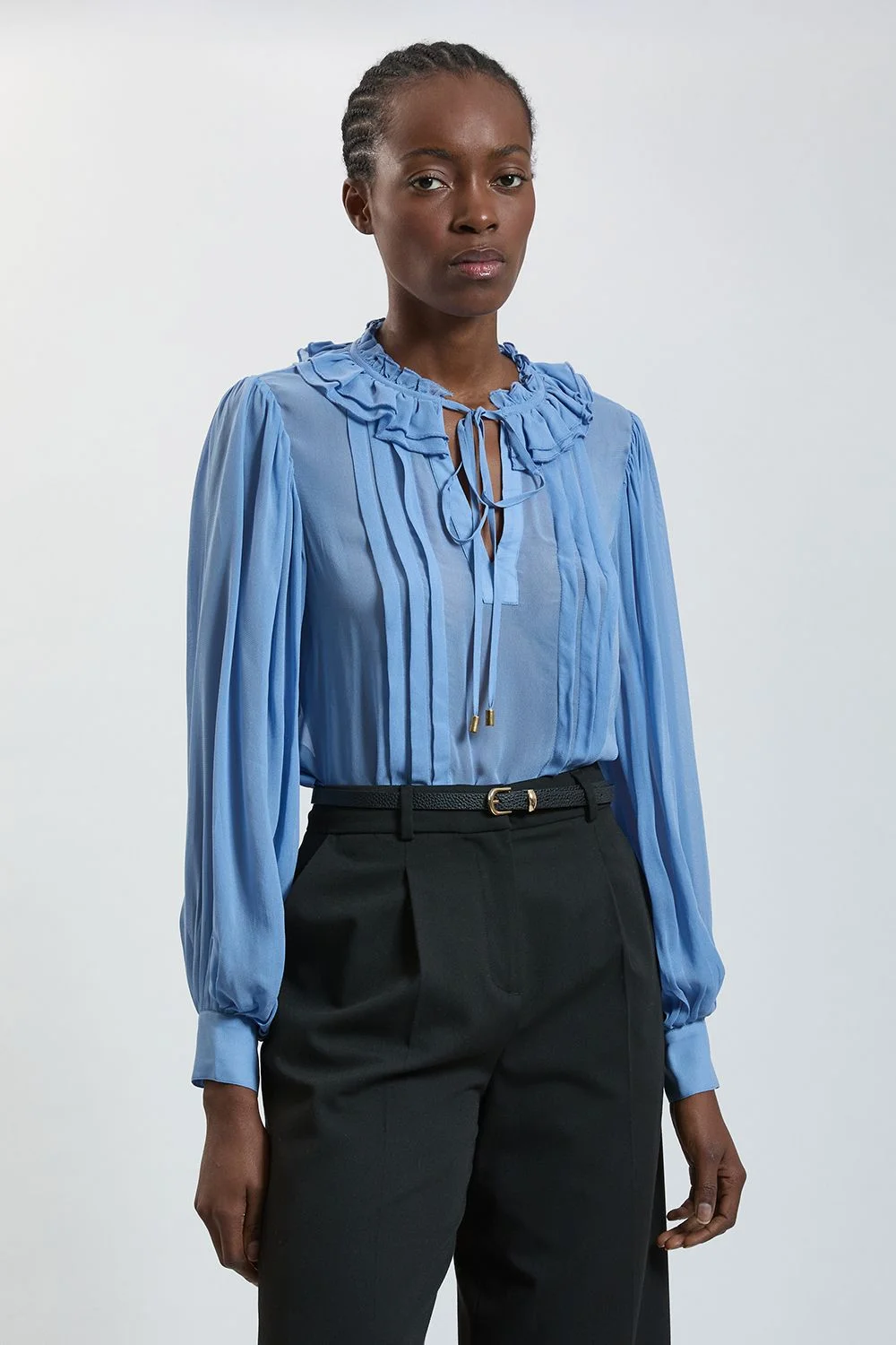 Viscose Georgette Frill Neck Blouse - 1