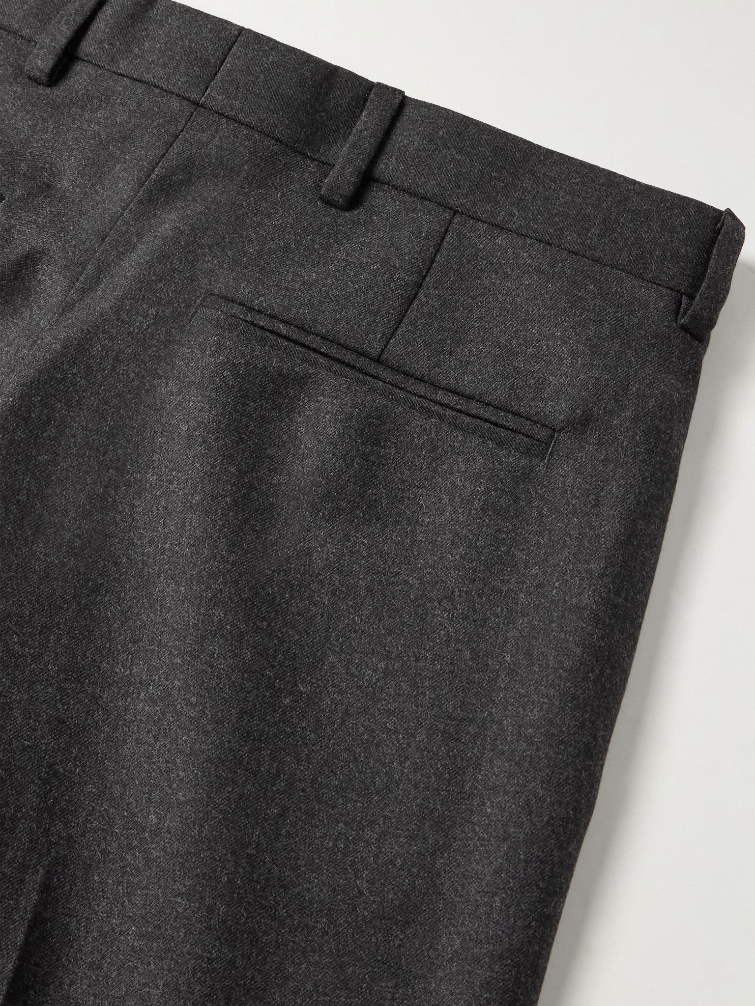 Slim-Fit Straight-Leg Wool-Twill Trousers Gray - 5