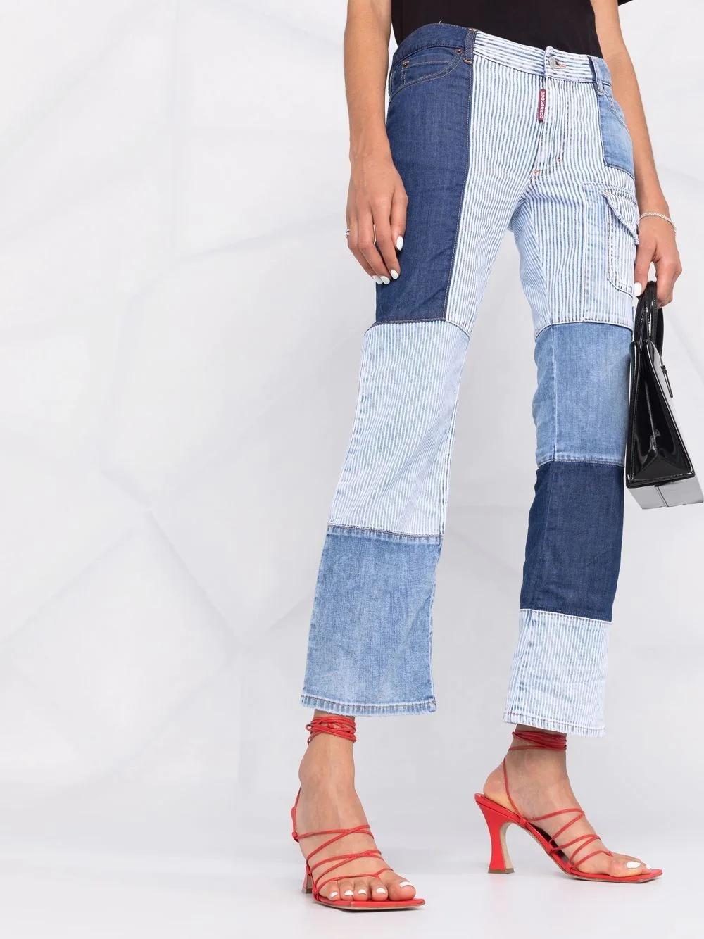 cropped patchwork pocket-detail jeans - 3