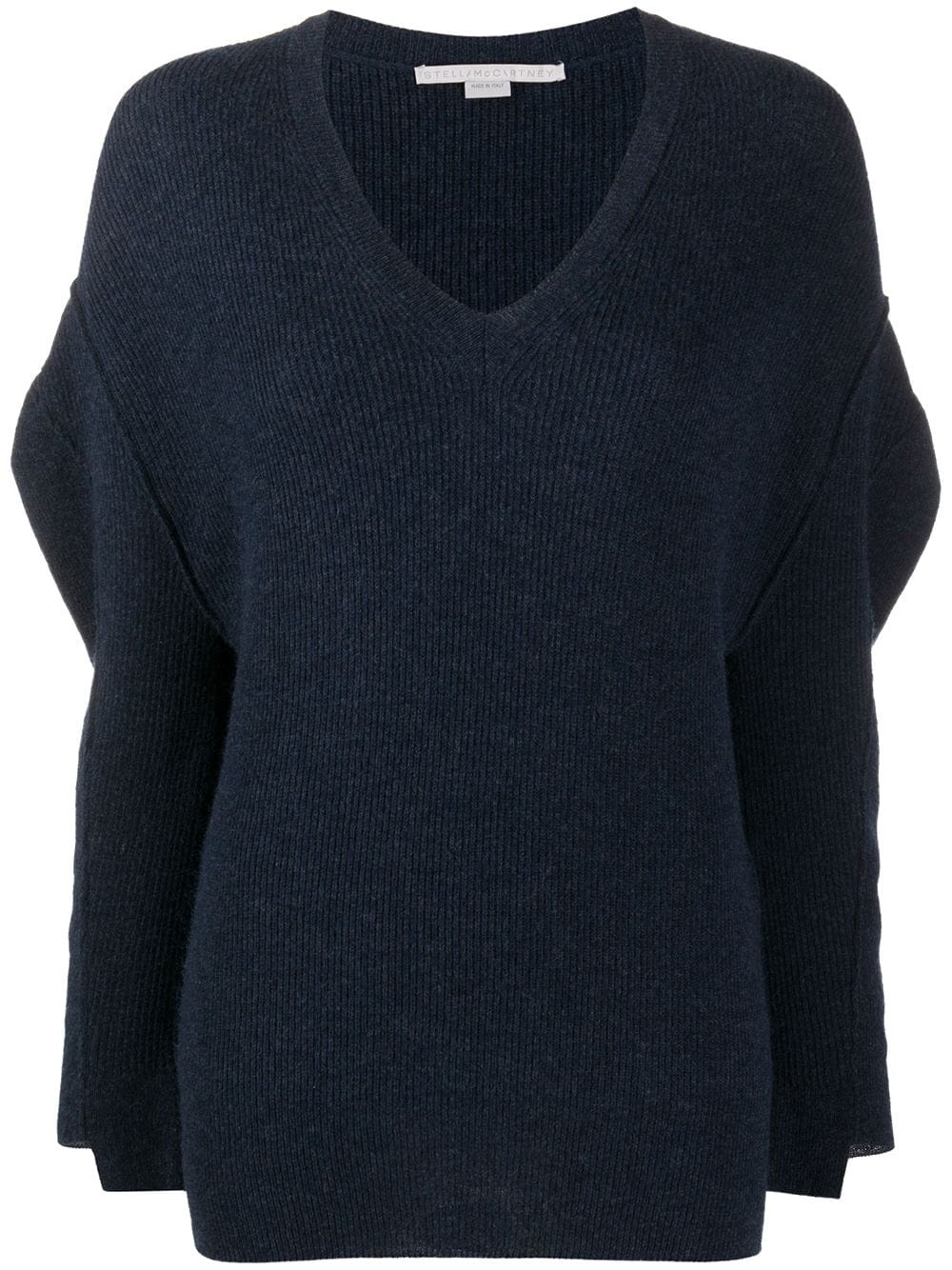 knitted V-neck jumper - 1