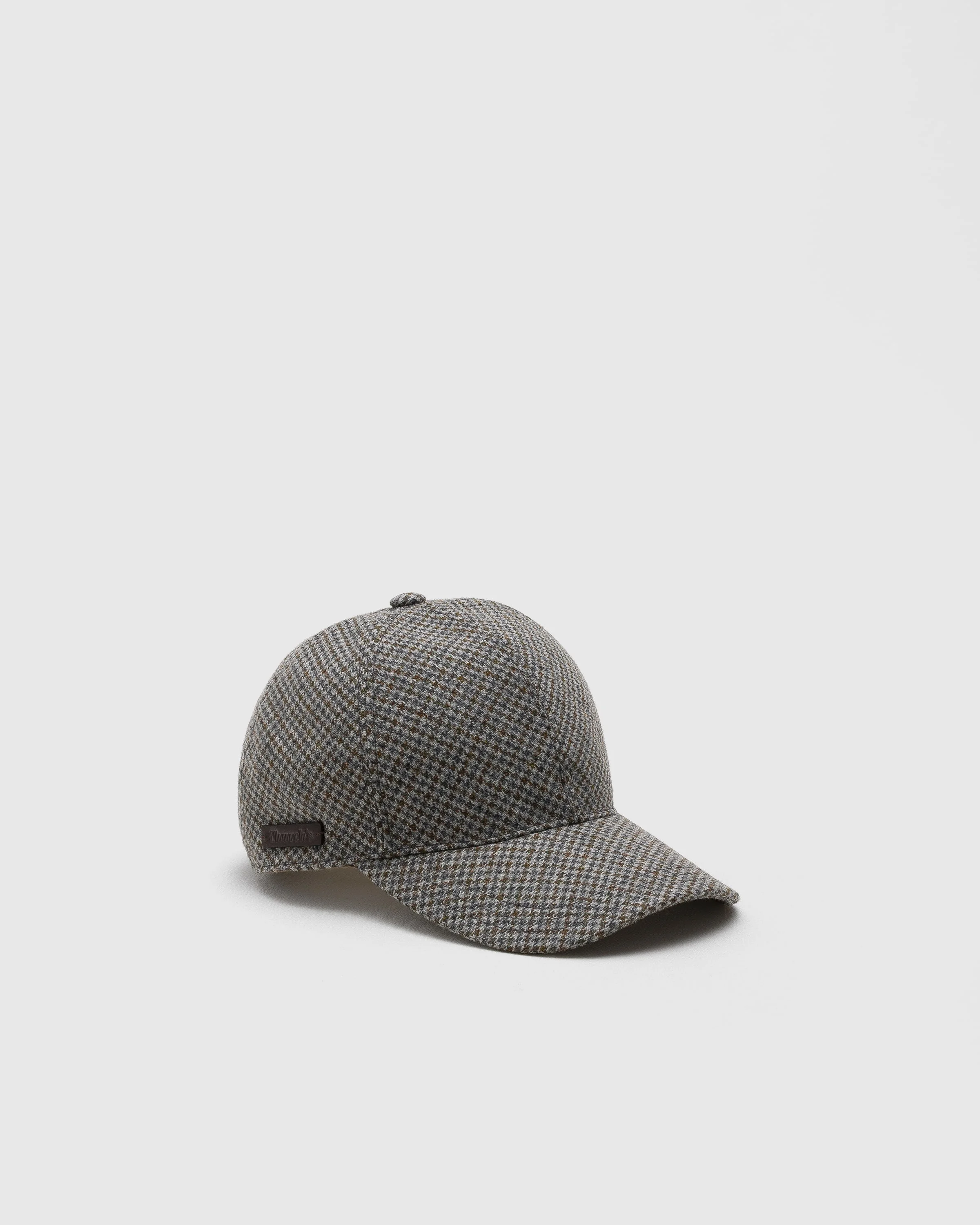 Houndstooth Wool Baseball Cap - 1