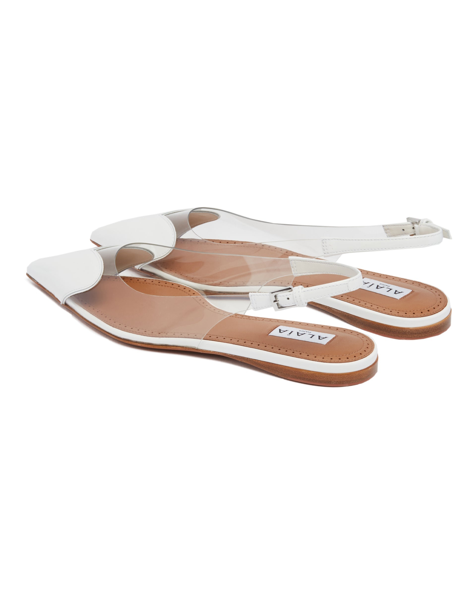 White Strass Ballerina Flats - 5